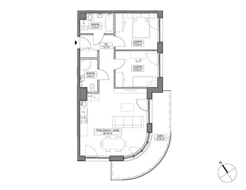 Plan 3 pok. 64m²