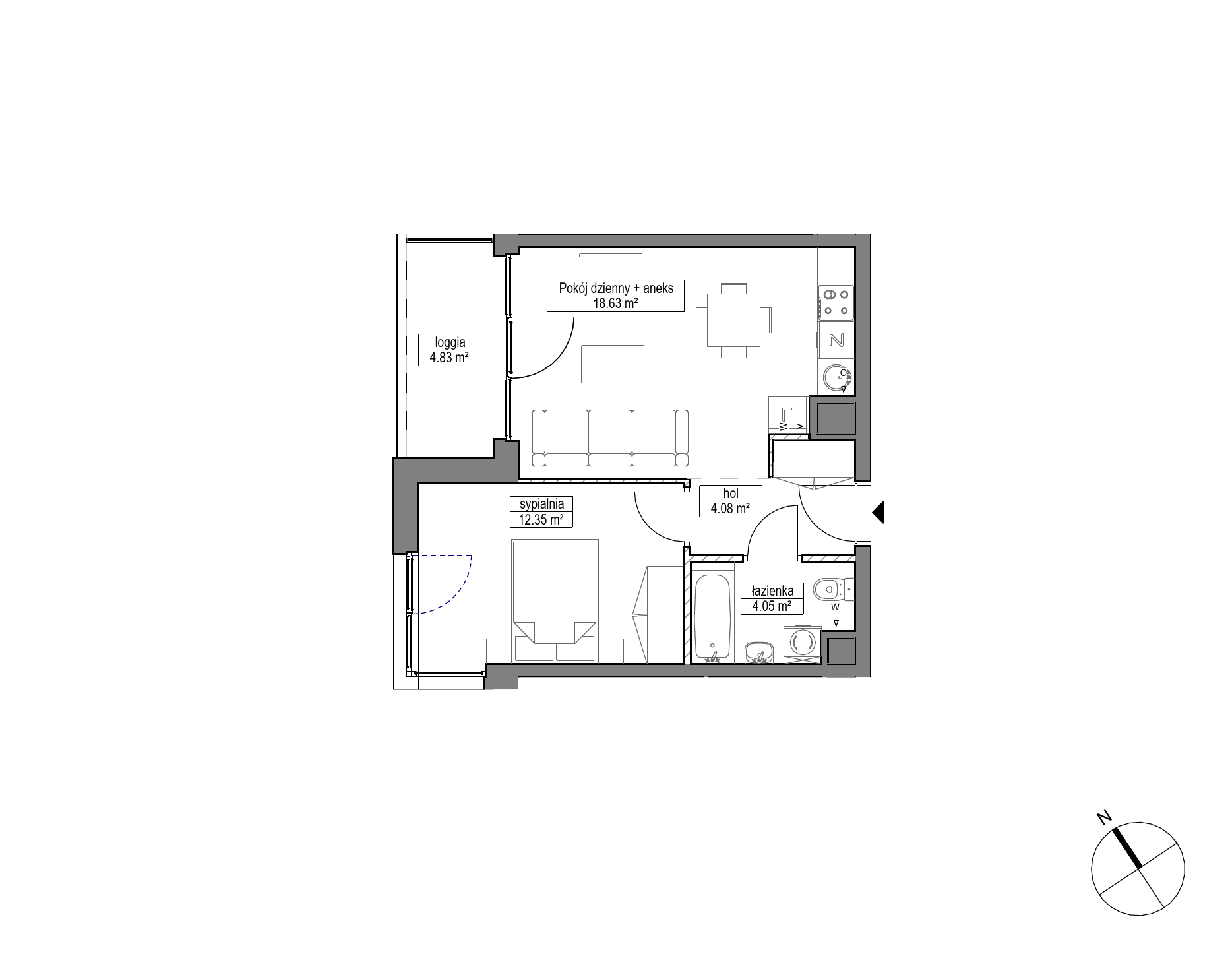Plan 2 pok. 39m²