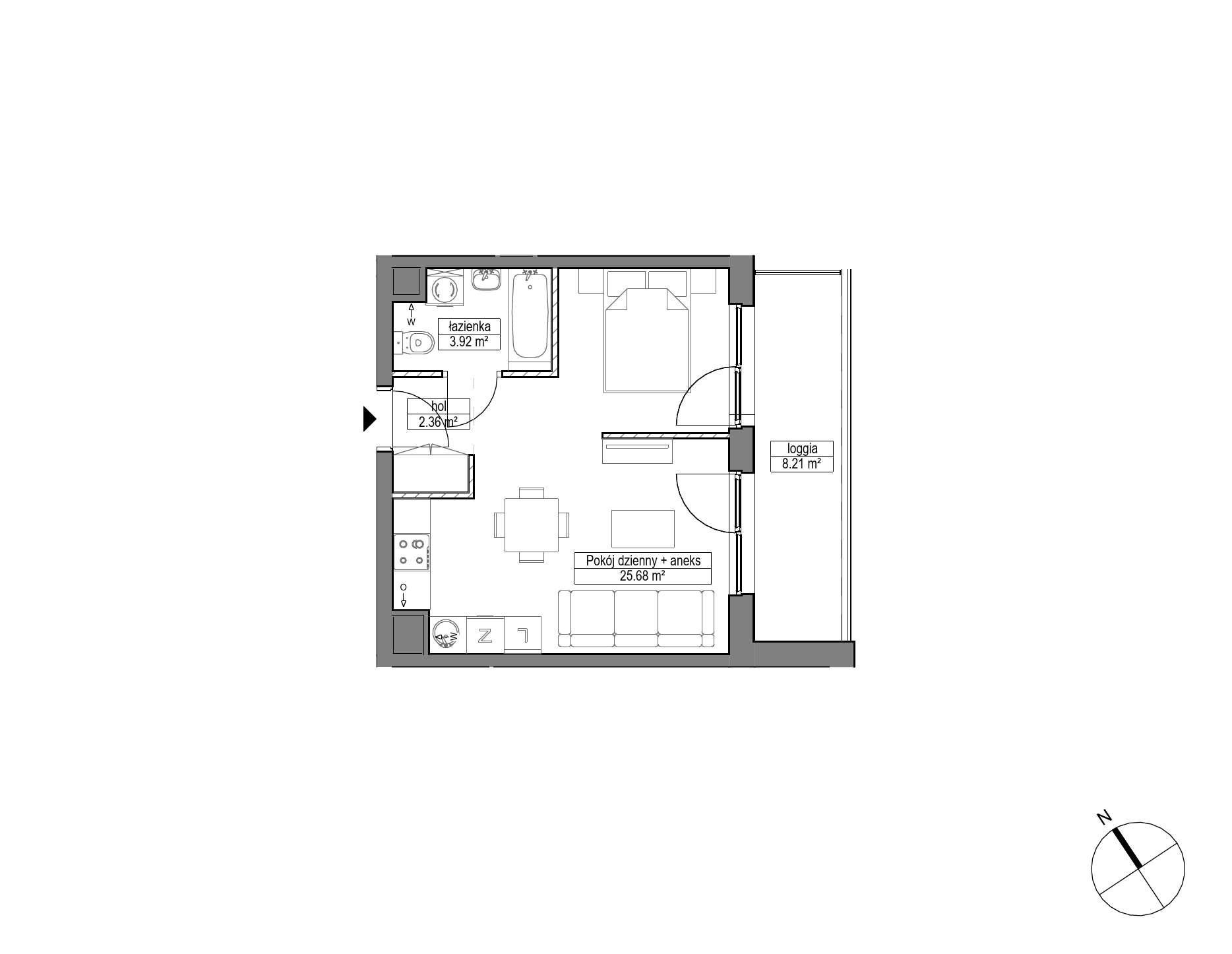 Plan 1 pok. 32m²