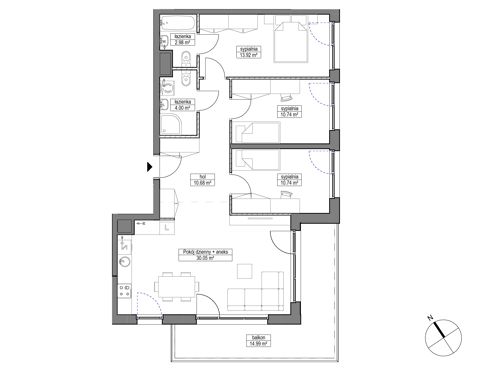 Plan 4 pok. 83m²