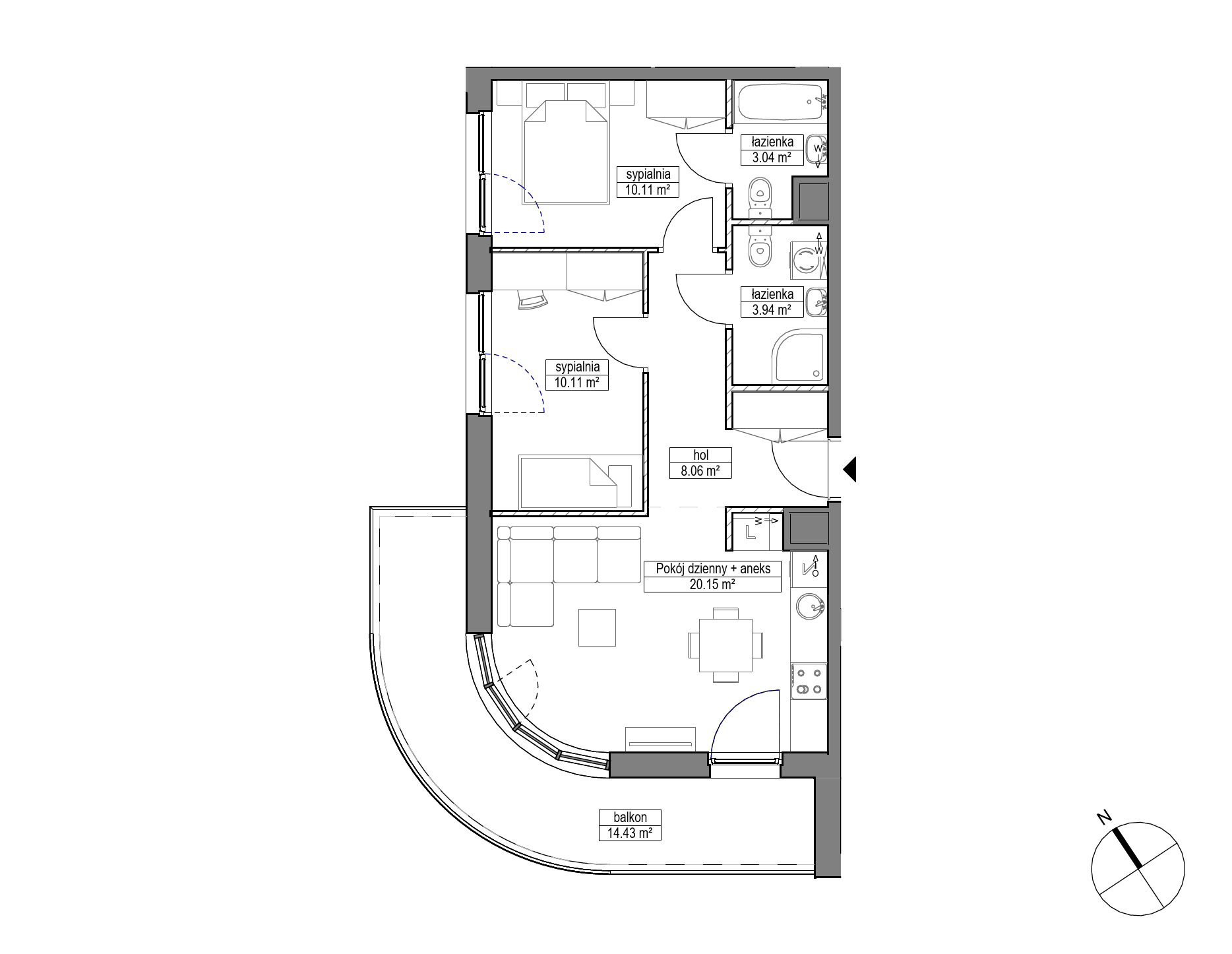 Plan 3 pok. 55m²