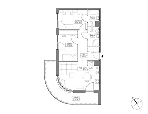 Plan 3 pok. 55m²