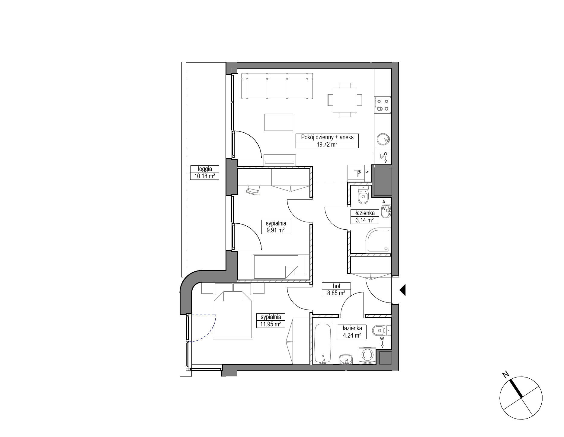 Plan 3 pok. 58m²