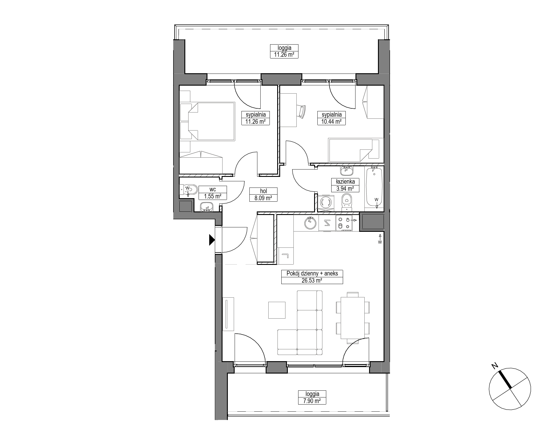 Plan 3 pok. 62m²