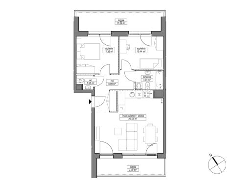 Plan 3 pok. 62m²