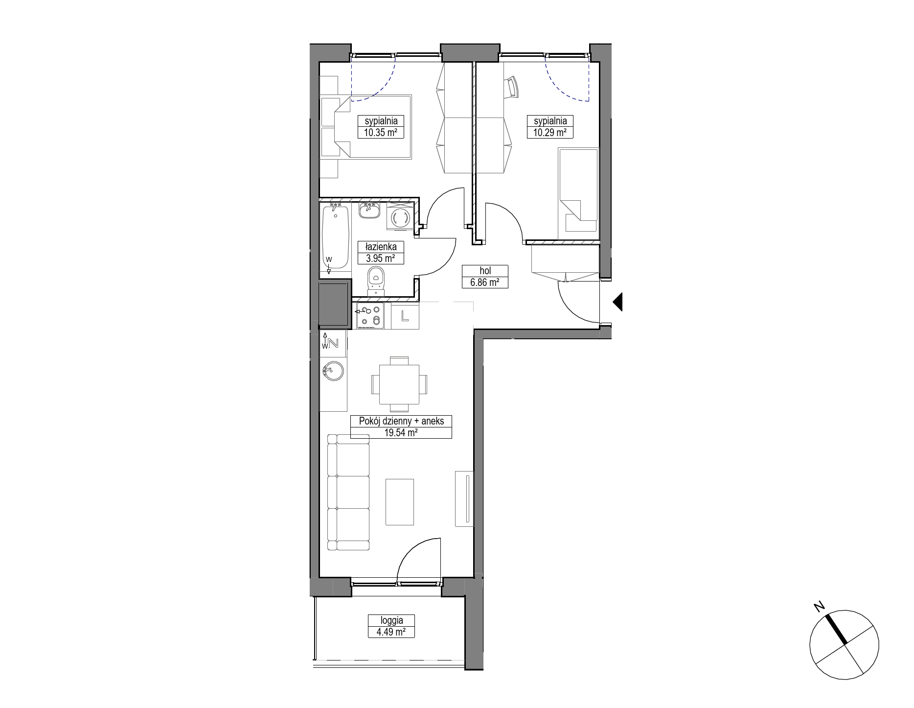 Plan 3 pok. 51m²