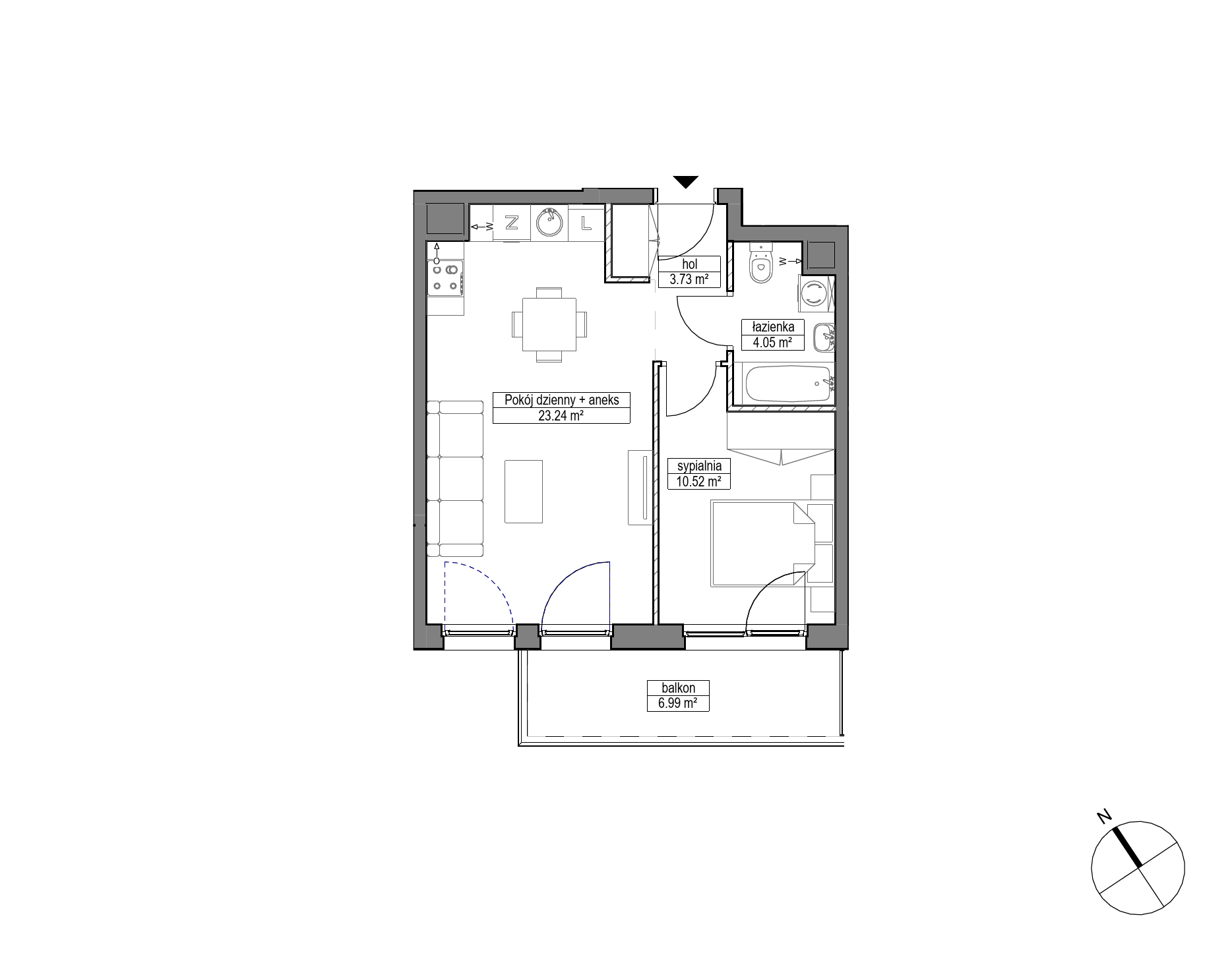 Plan 2 pok. 42m²