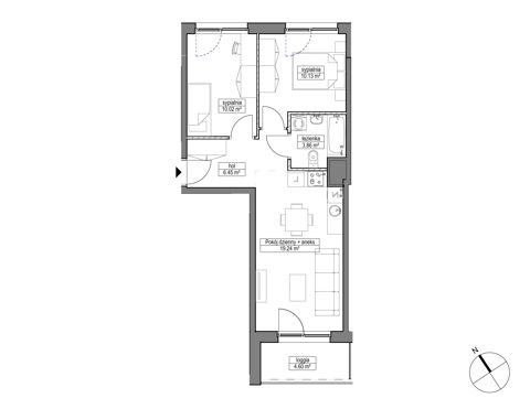 Plan 3 pok. 50m²