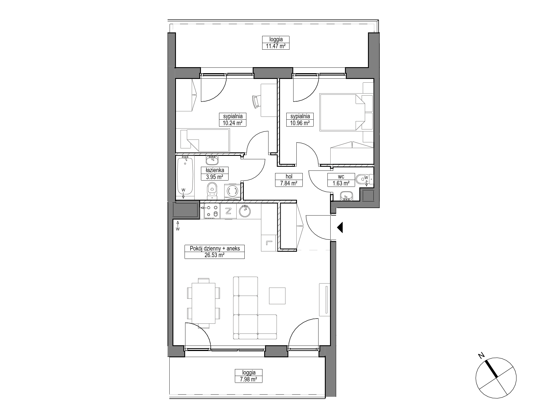 Plan 3 pok. 61m²