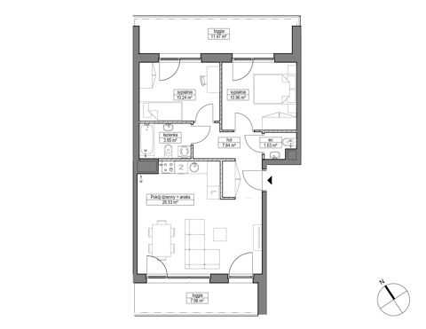 Plan 3 pok. 61m²
