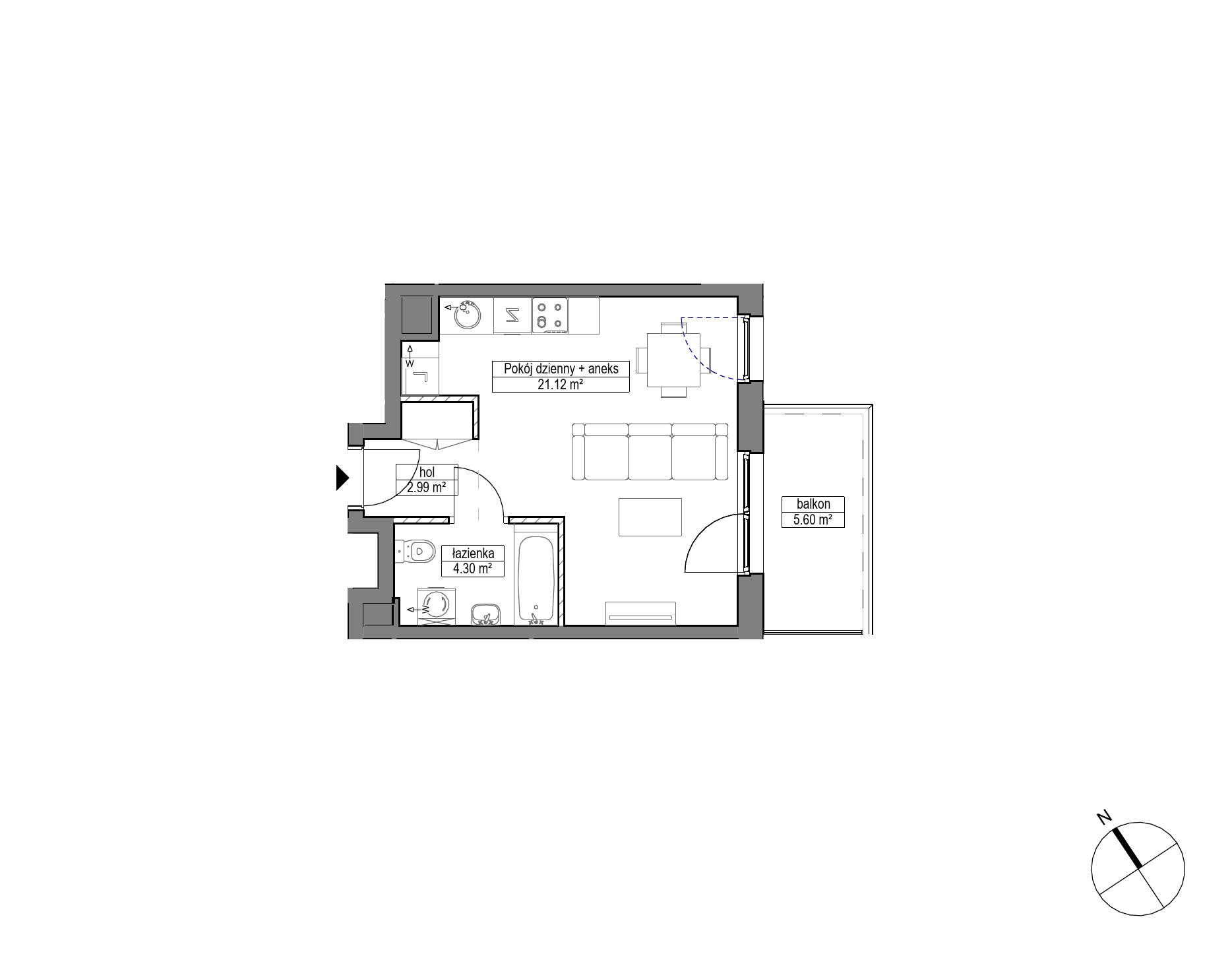 Plan 1 pok. 28m²