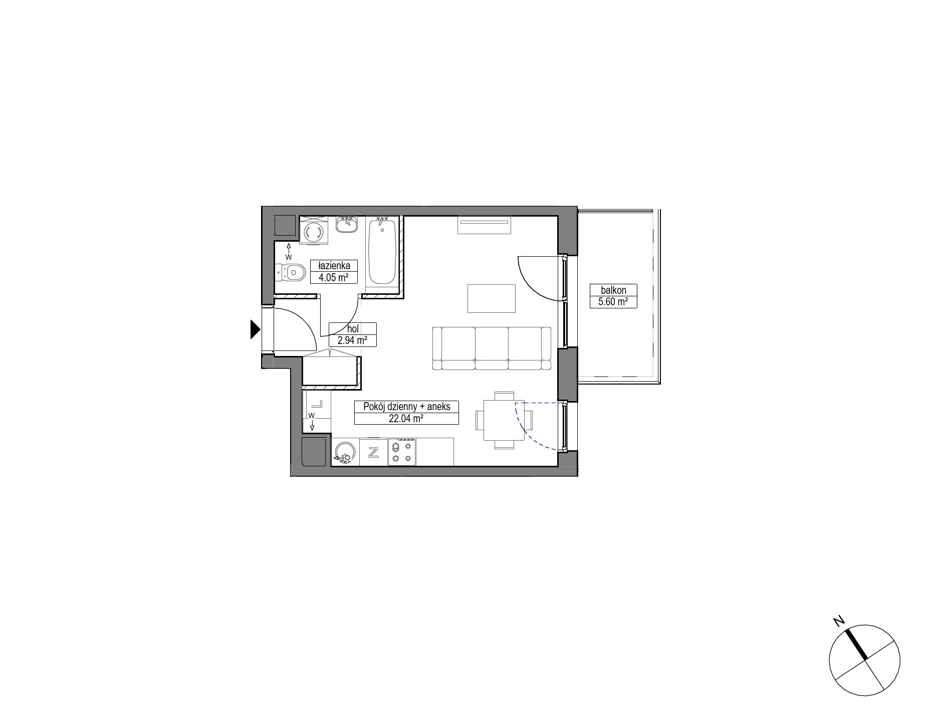 Plan 1 pok. 29m²