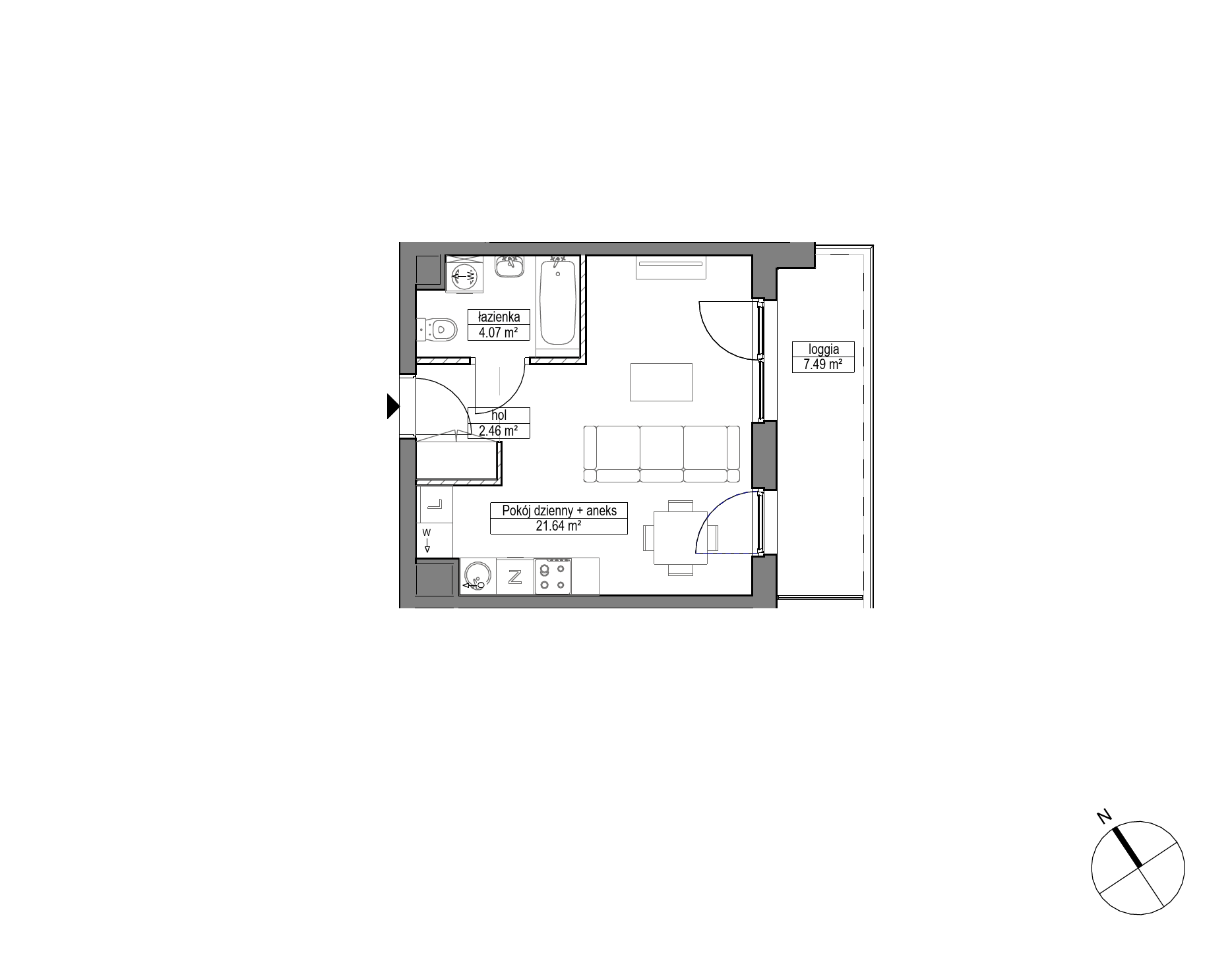 Plan 1 pok. 28m²