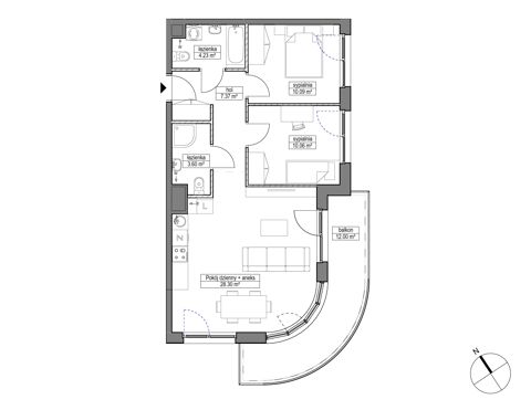 Plan 3 pok. 64m²