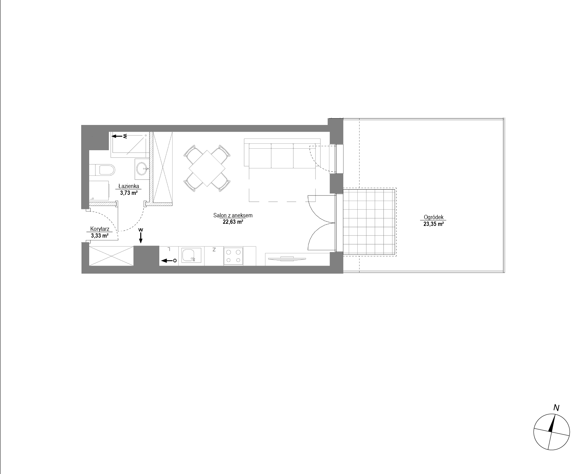 Plan 1 pok. 30m²