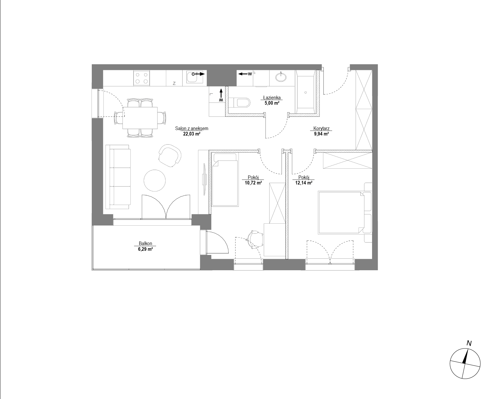 Plan 3 pok. 60m²