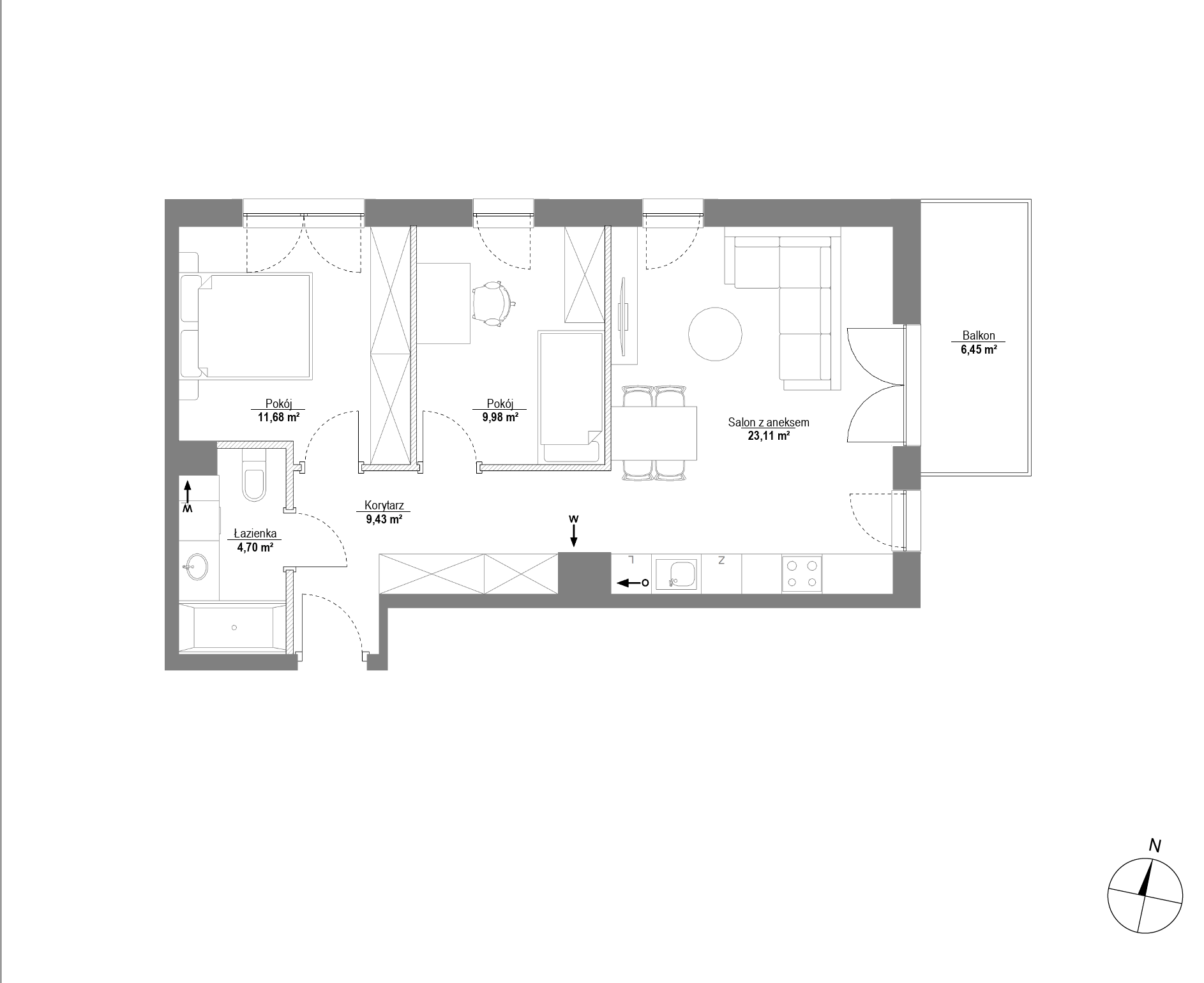 Plan 3 pok. 59m²