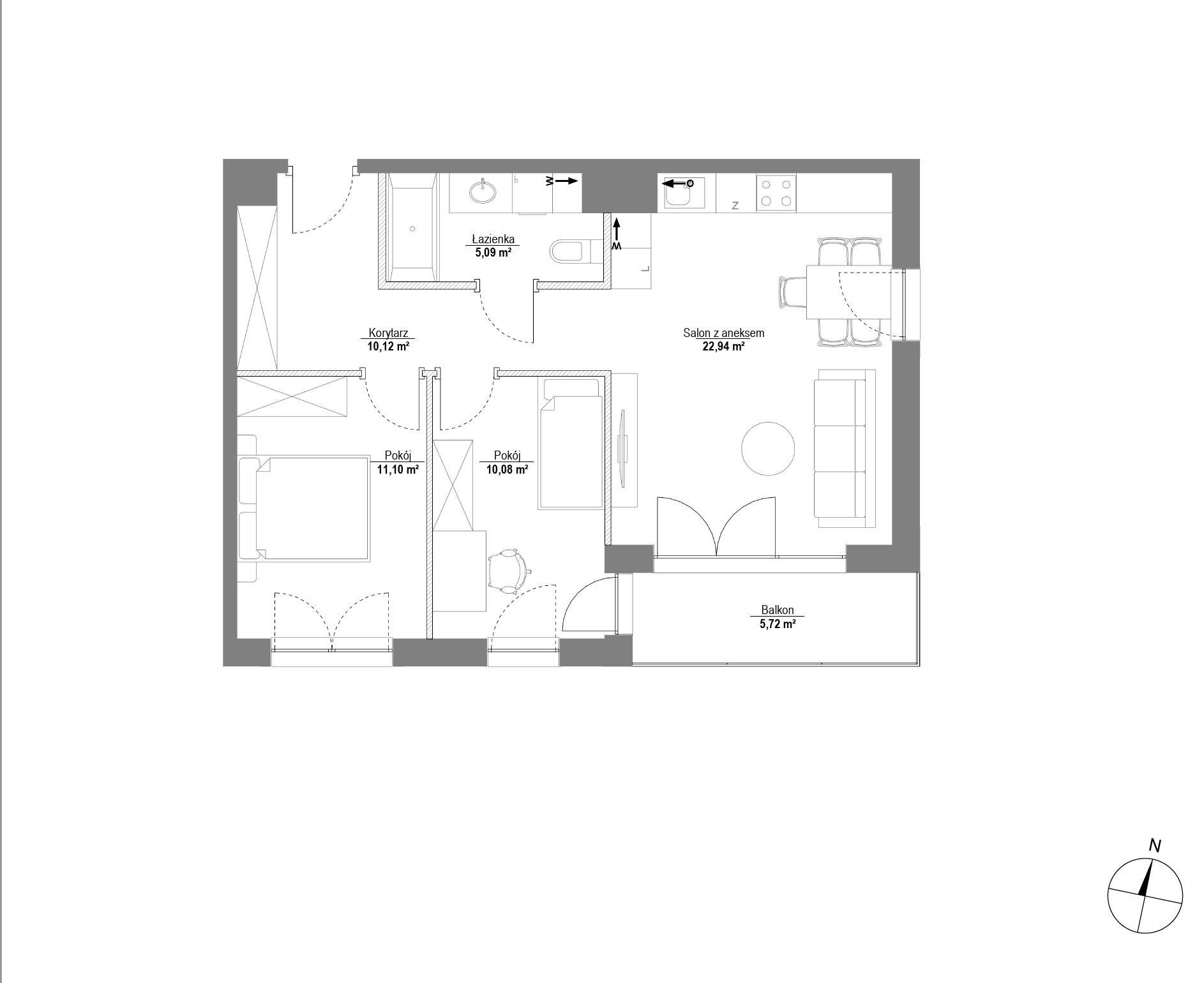 Plan 3 pok. 59m²