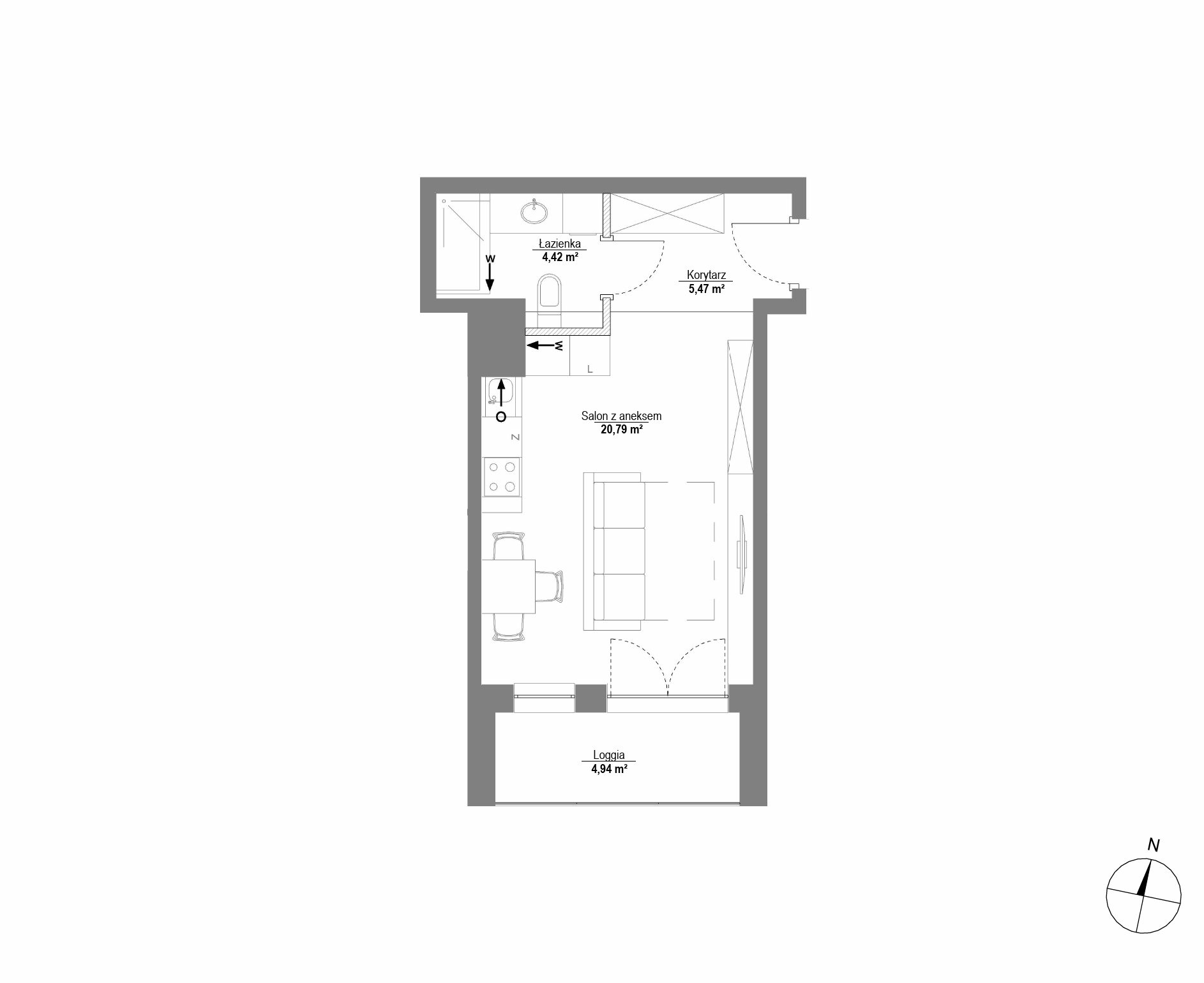Plan 1 pok. 31m²