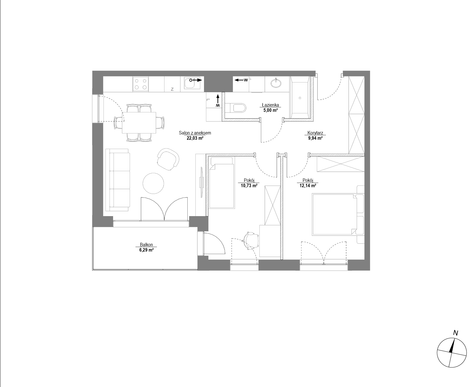 Plan 3 pok. 60m²