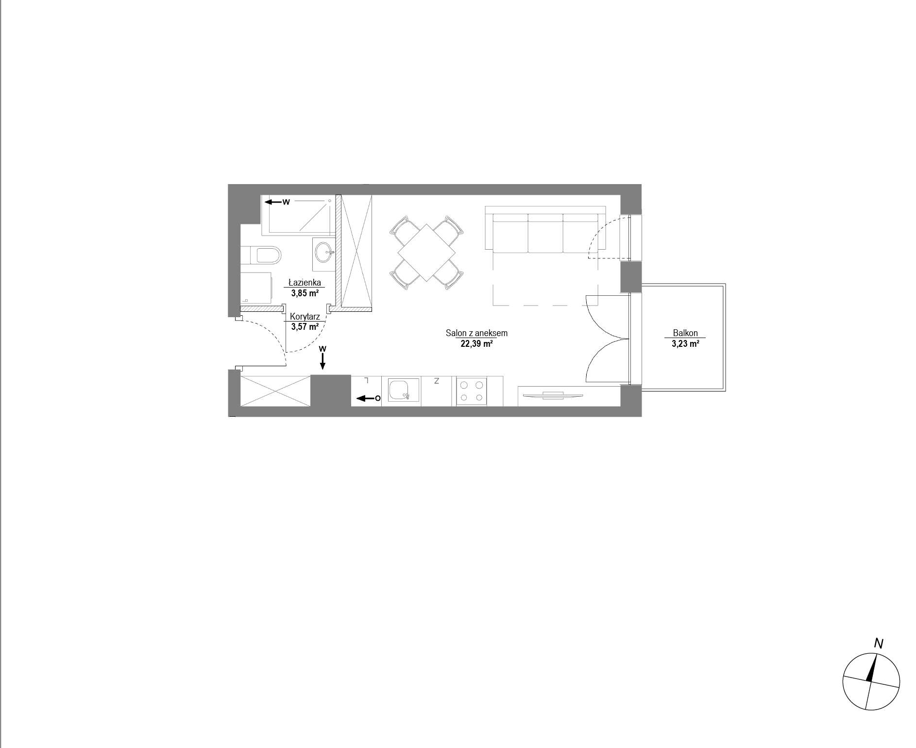 Plan 1 pok. 30m²