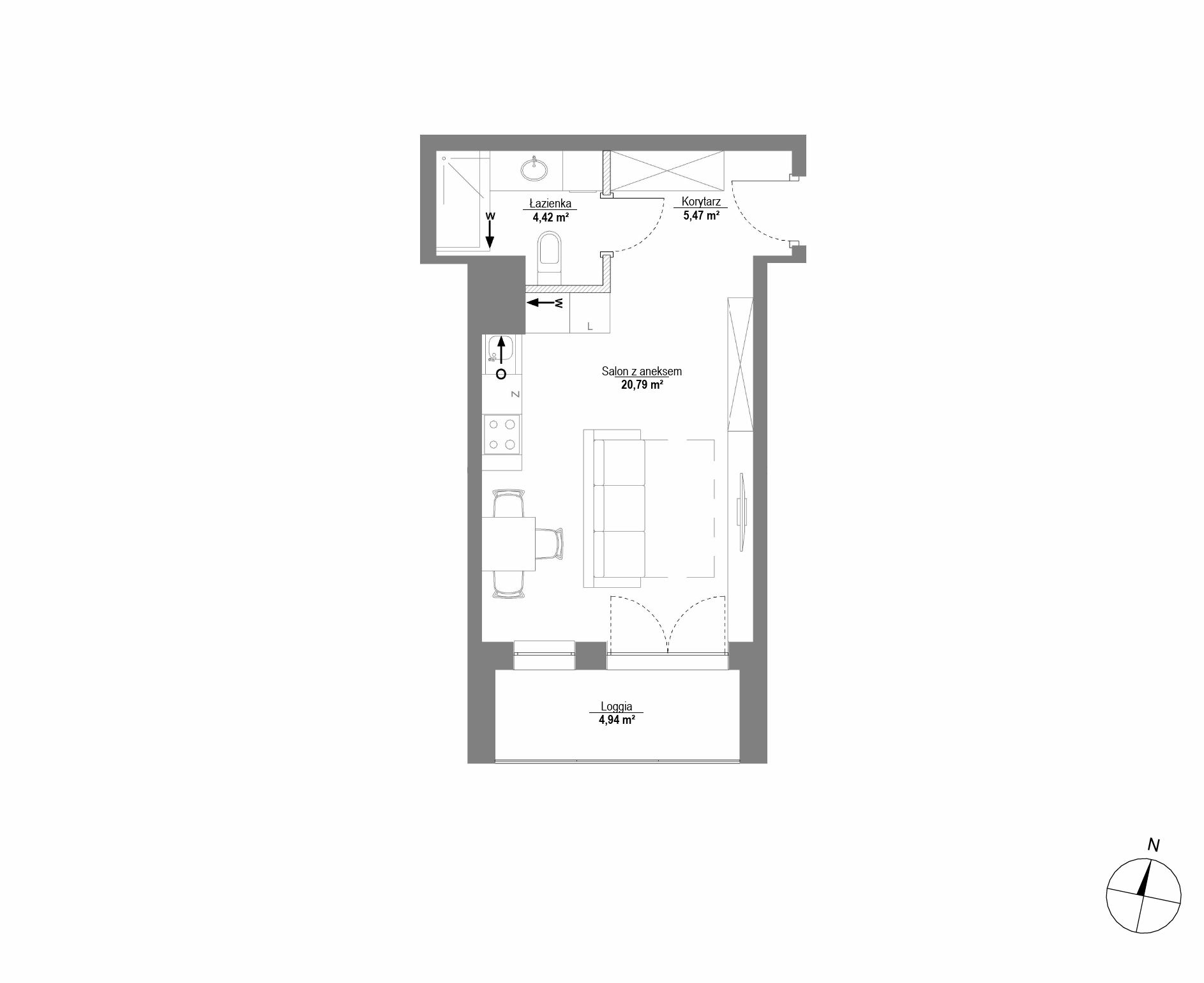 Plan 1 pok. 31m²