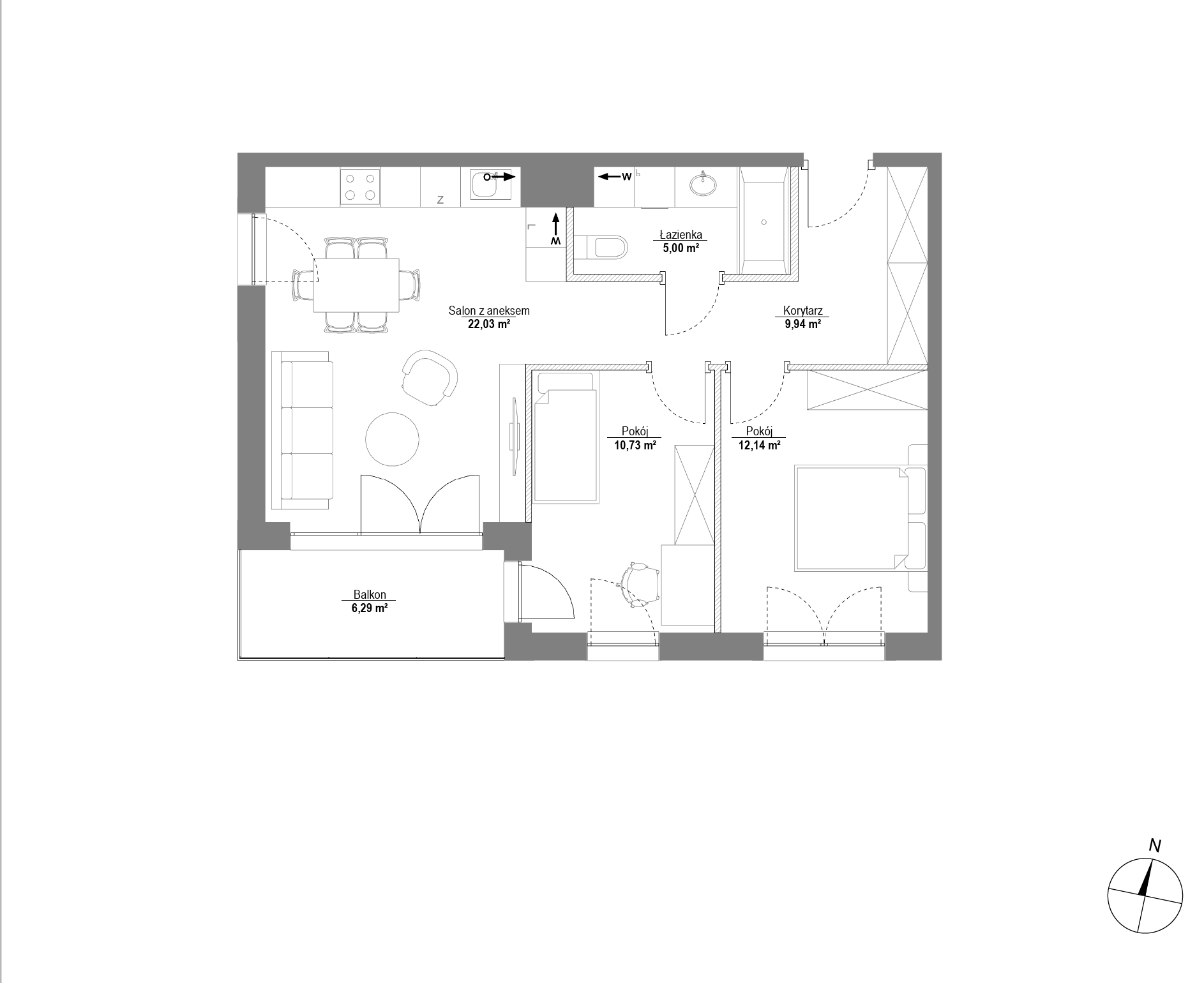 Plan 3 pok. 60m²