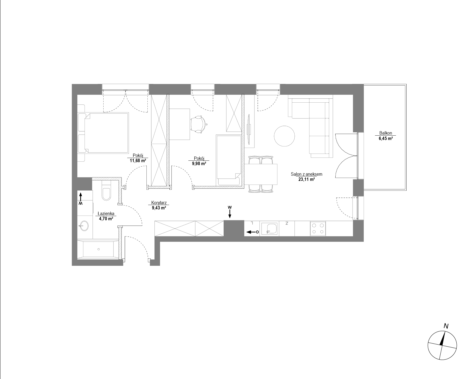 Plan 3 pok. 59m²