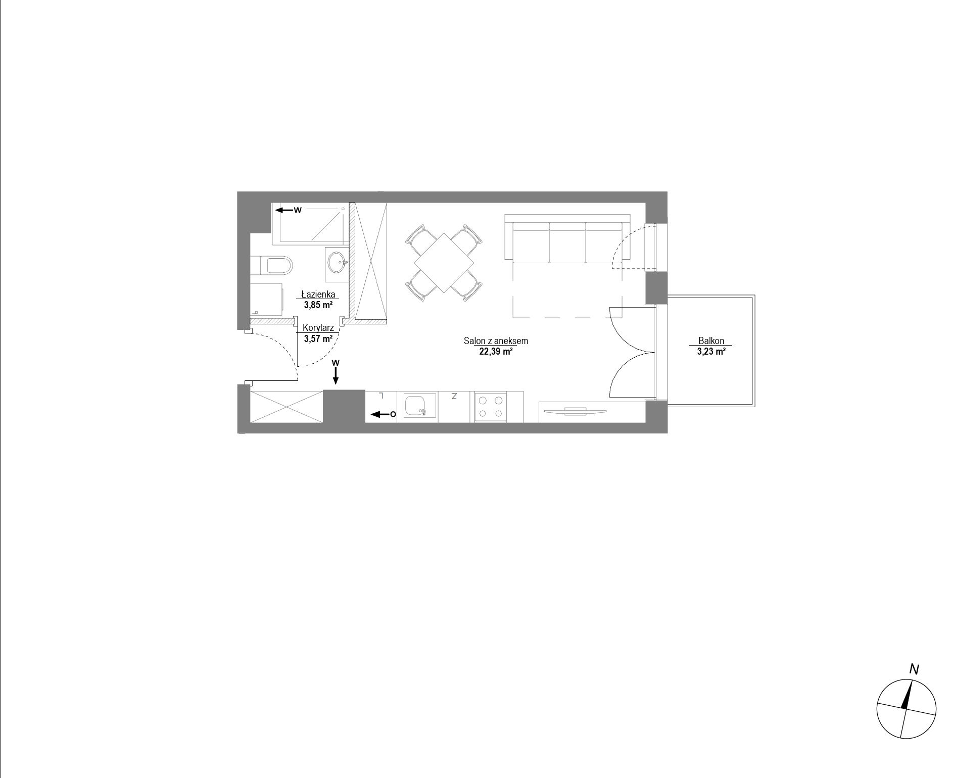 Plan 1 pok. 30m²