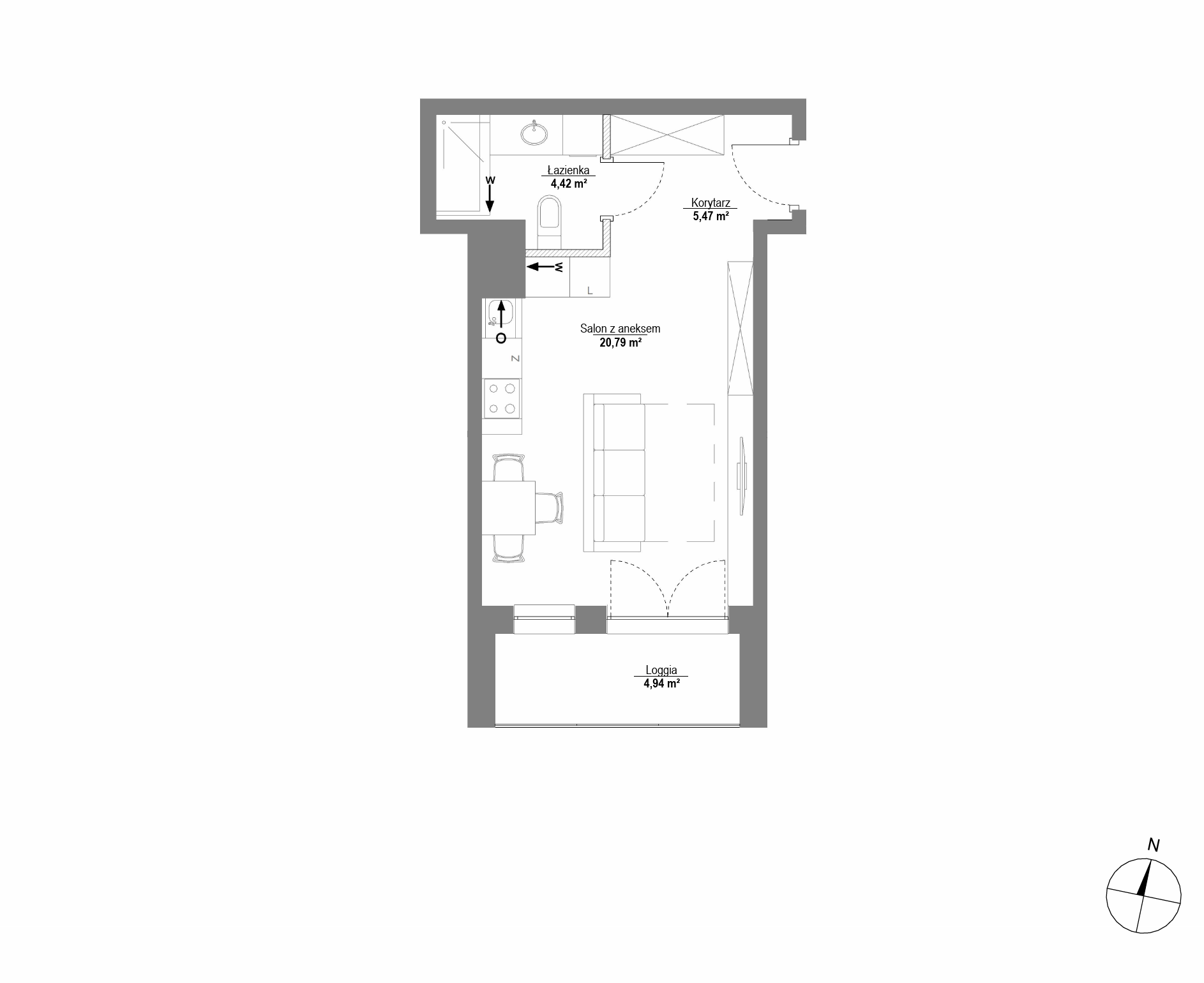 Plan 1 pok. 31m²