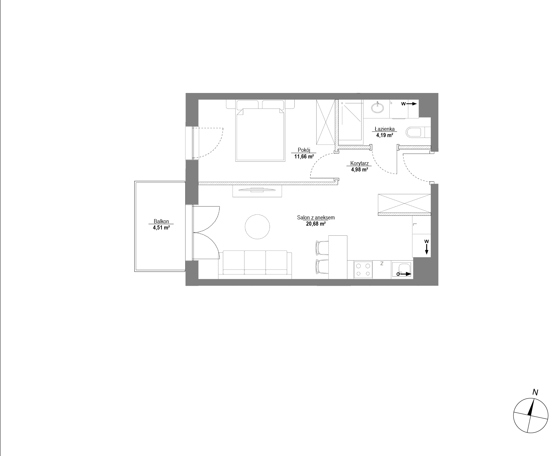 Plan 2 pok. 42m²