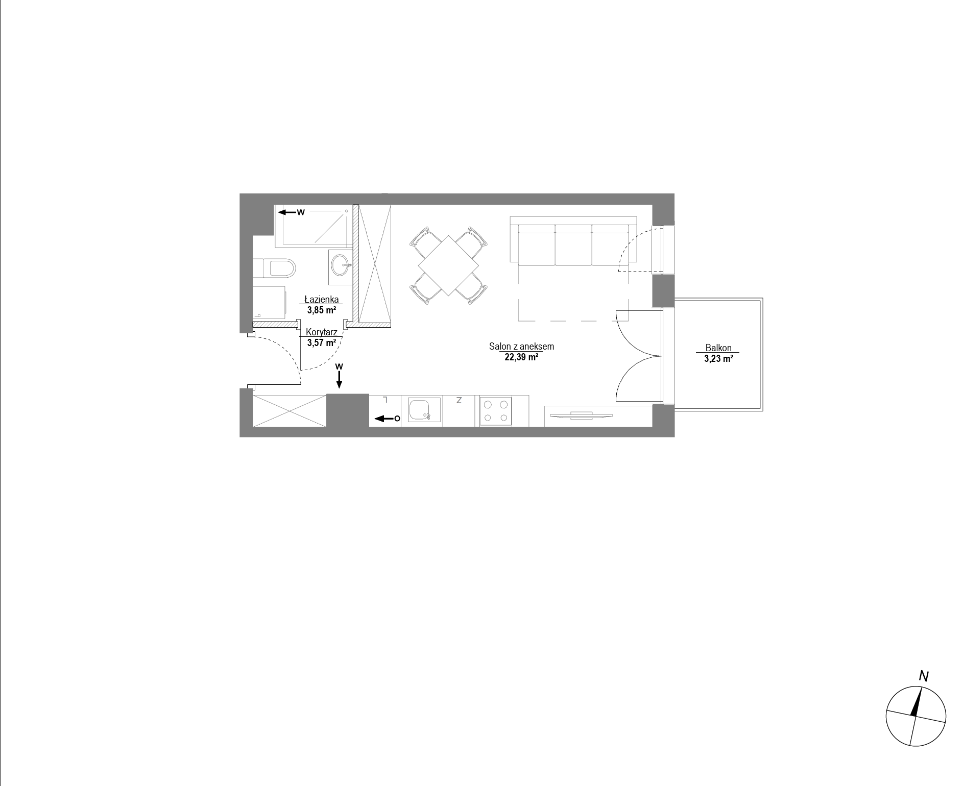 Plan 1 pok. 30m²