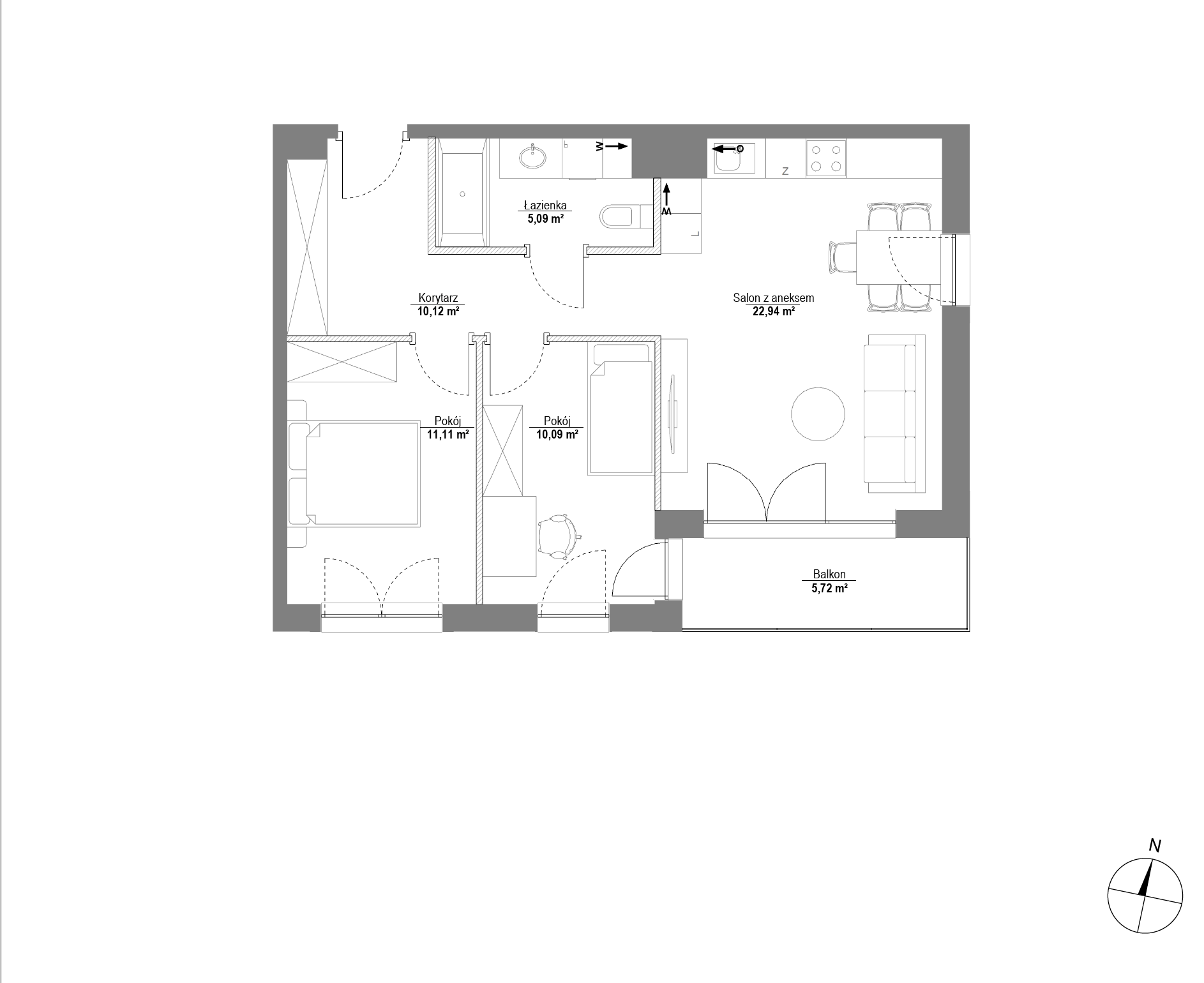 Plan 3 pok. 59m²