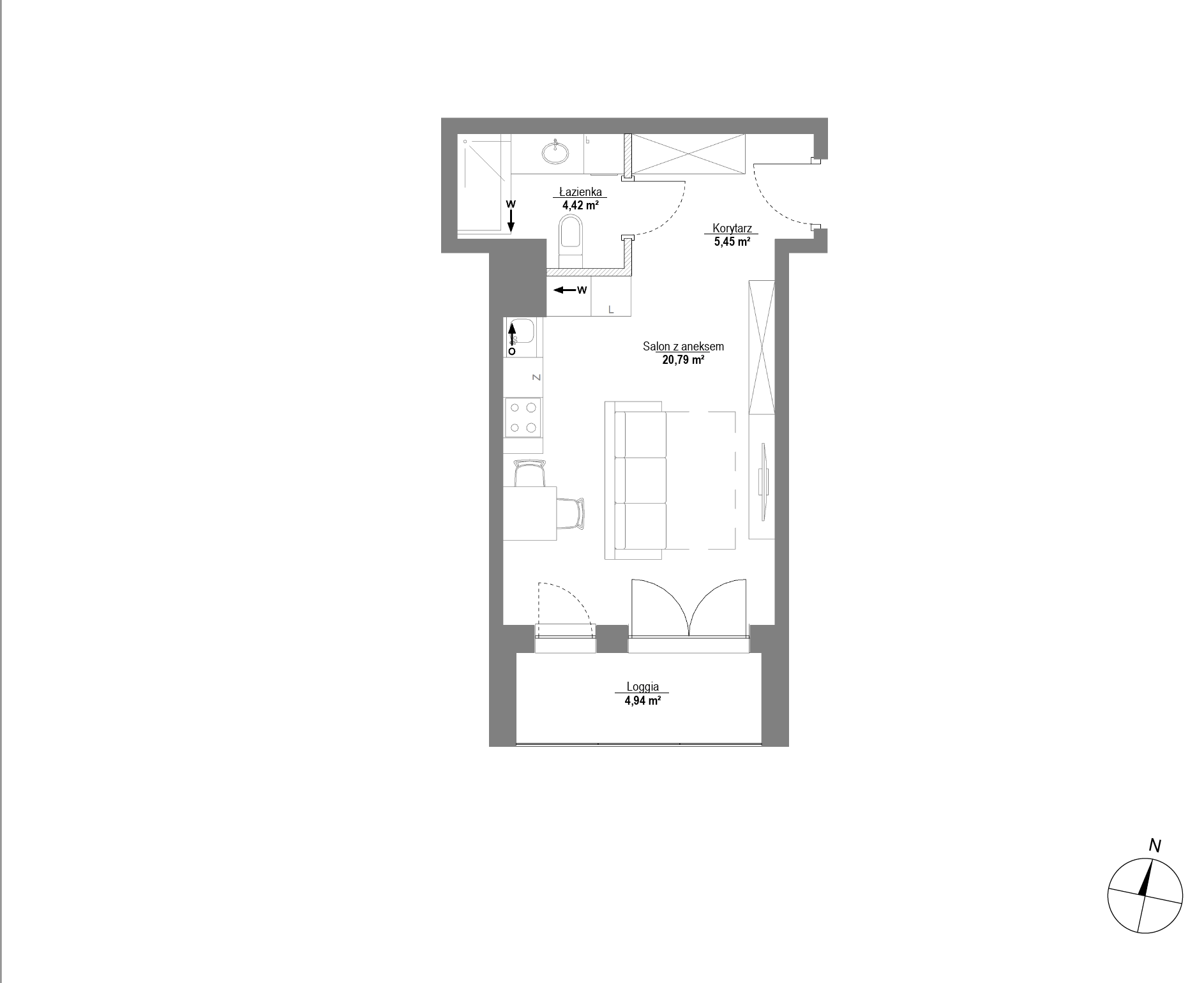 Plan 1 pok. 31m²