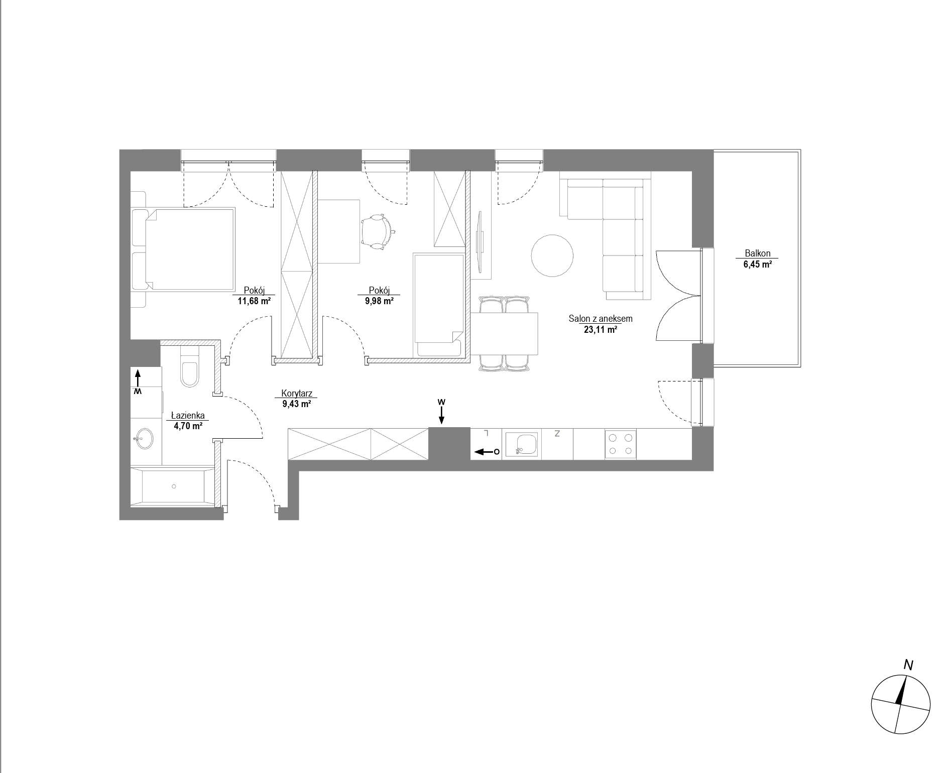 Plan 3 pok. 59m²