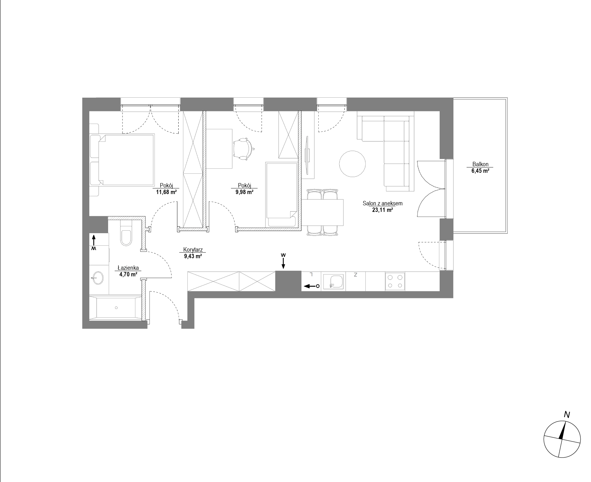 Plan 3 pok. 59m²