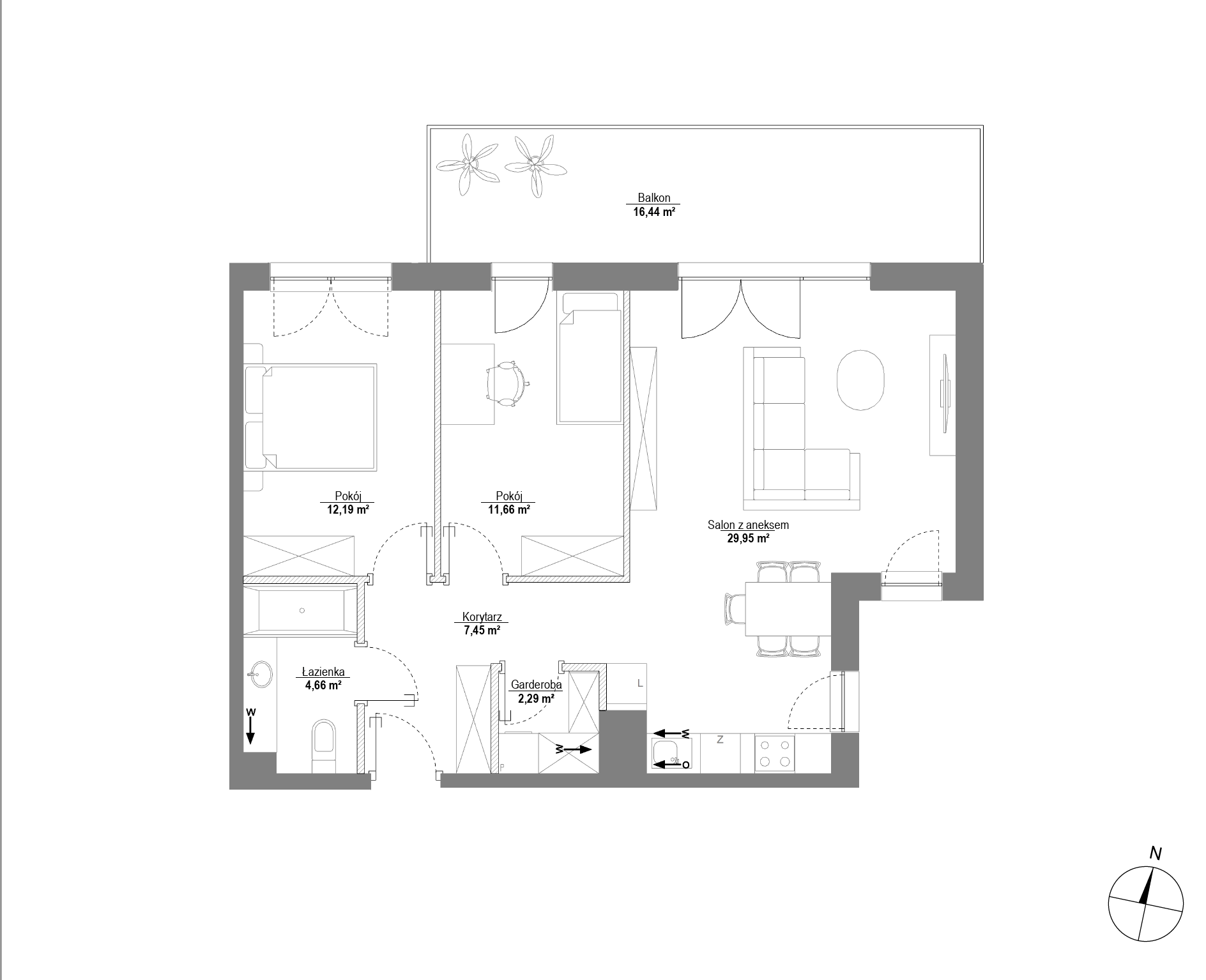 Plan 3 pok. 68m²