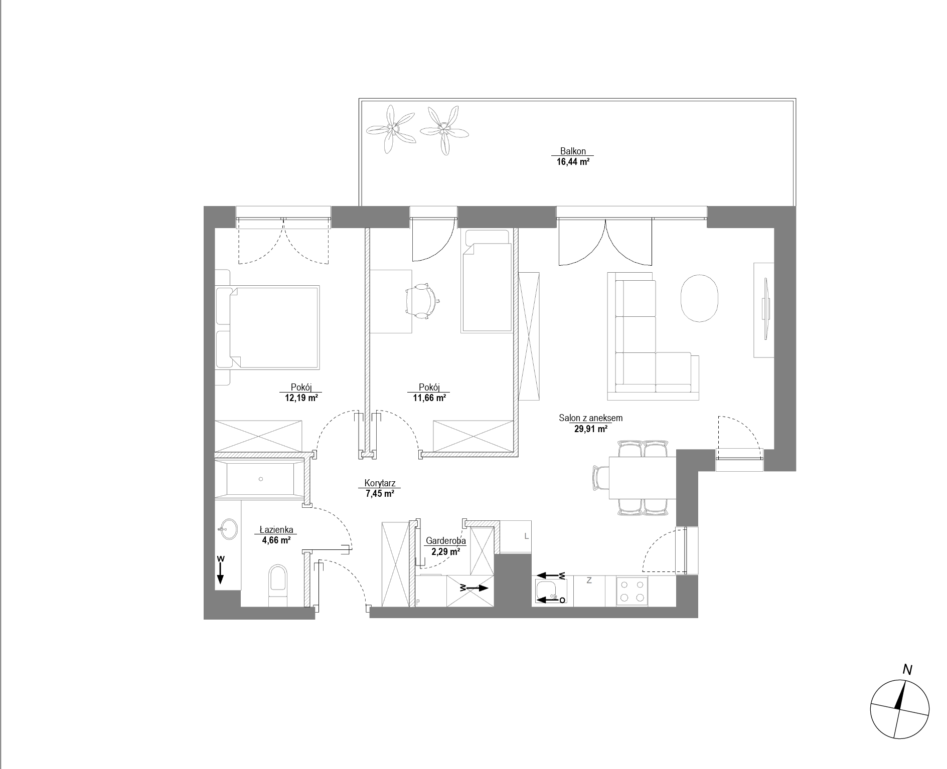 Plan 3 pok. 68m²