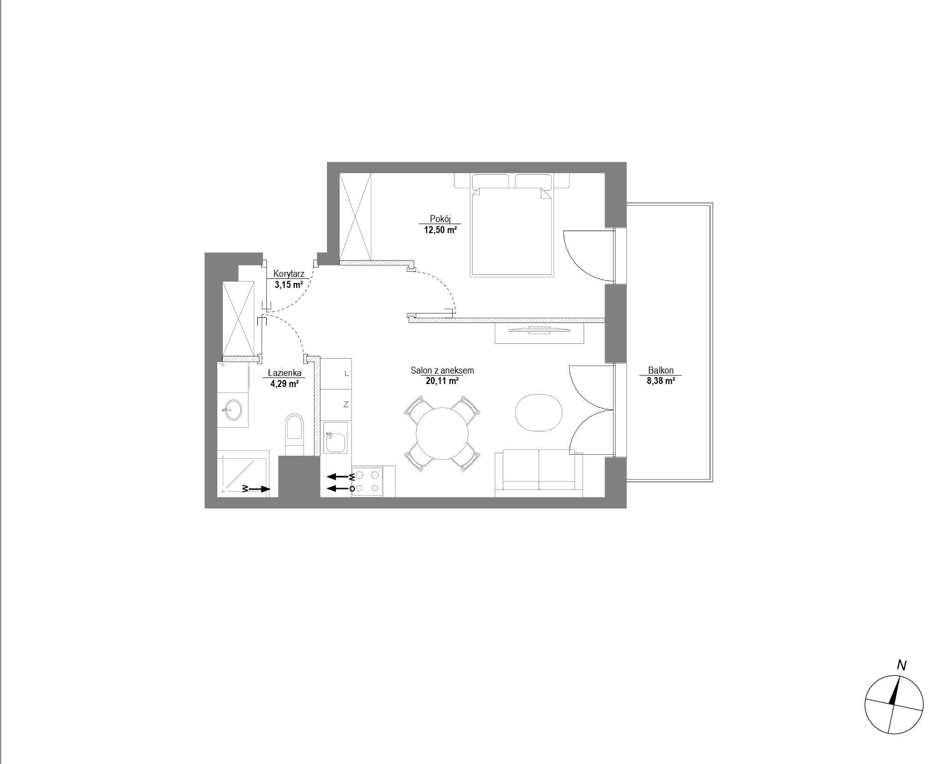 Plan 2 pok. 40m²