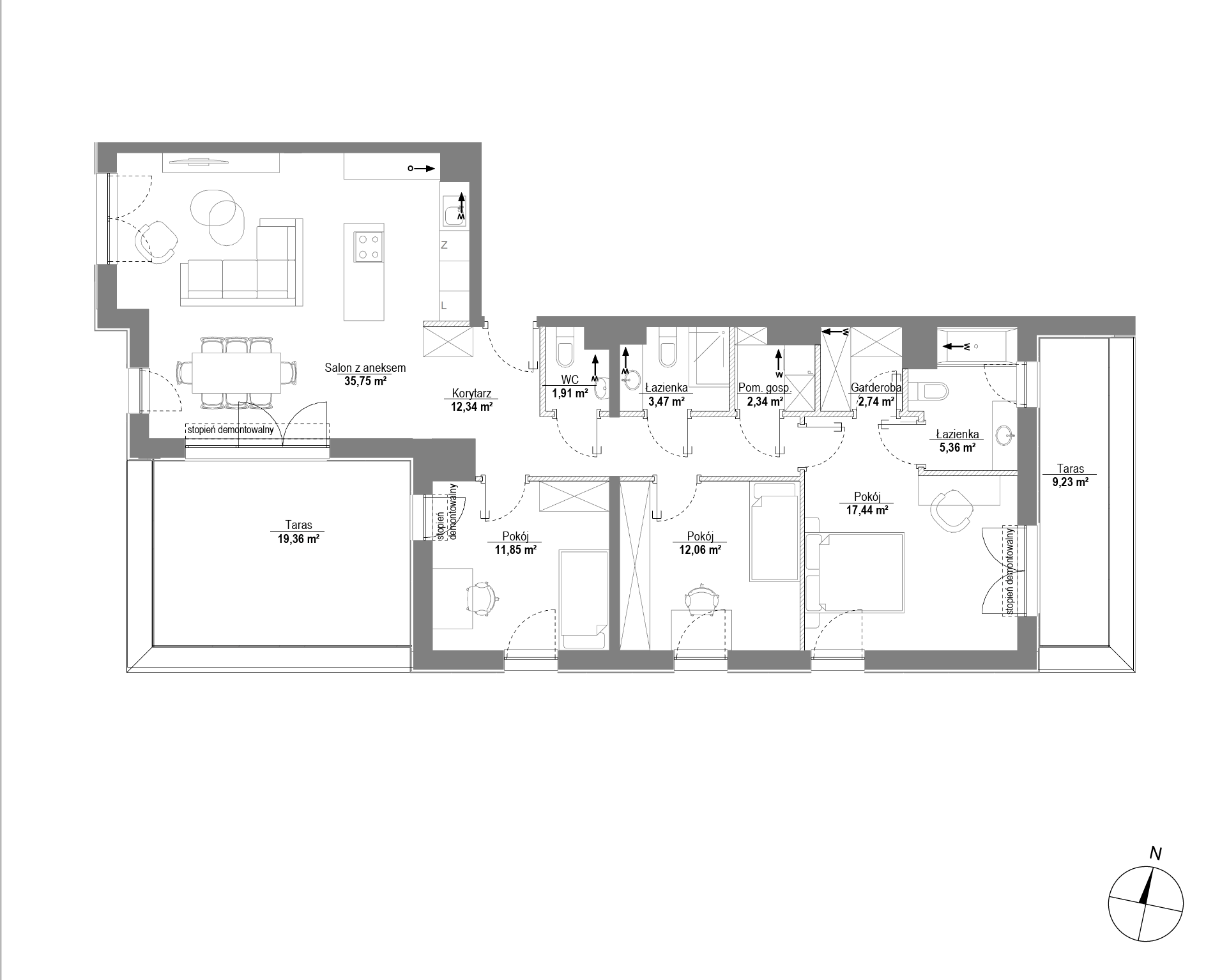 Plan 4 pok. 105m²