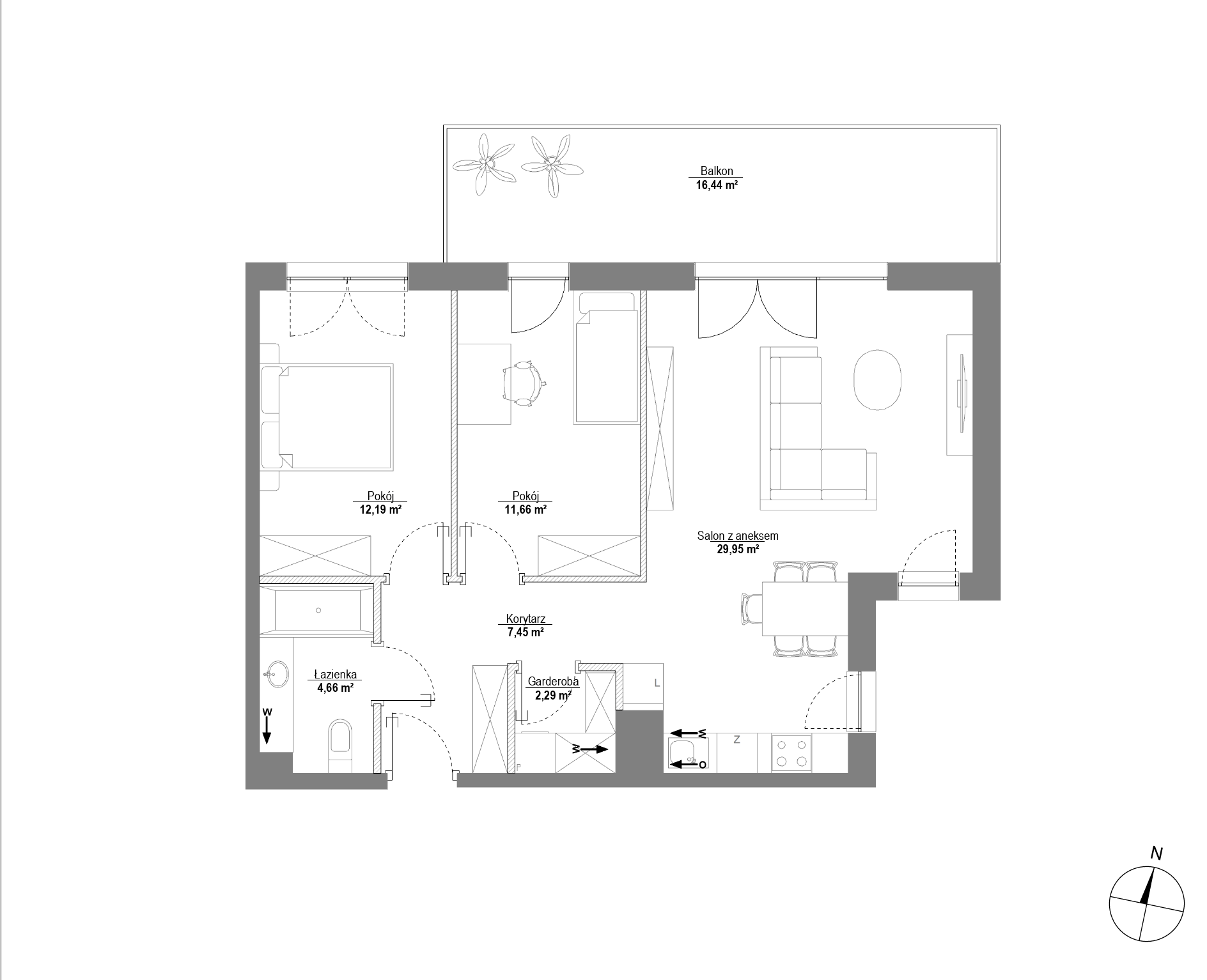 Plan 3 pok. 68m²