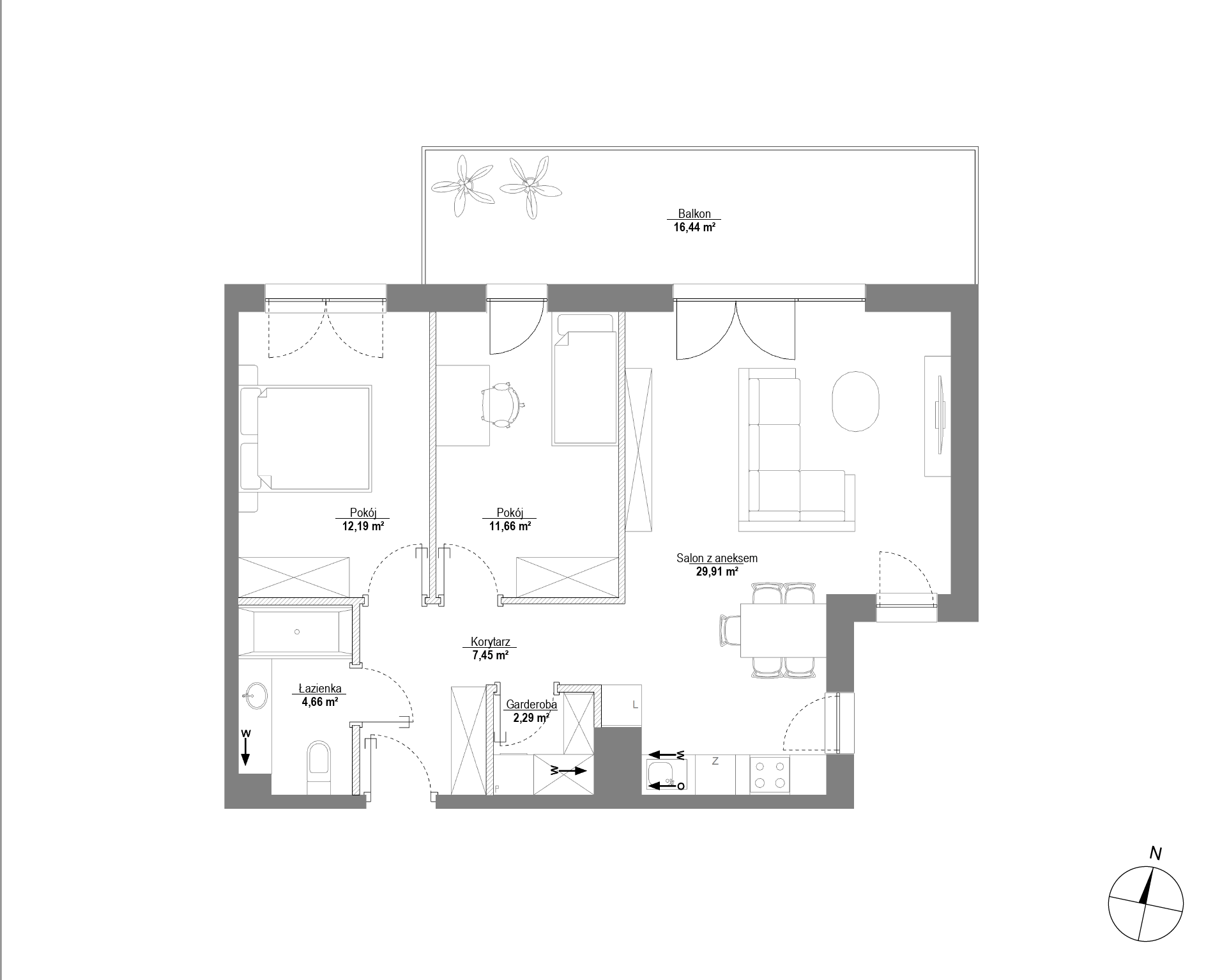 Plan 3 pok. 68m²