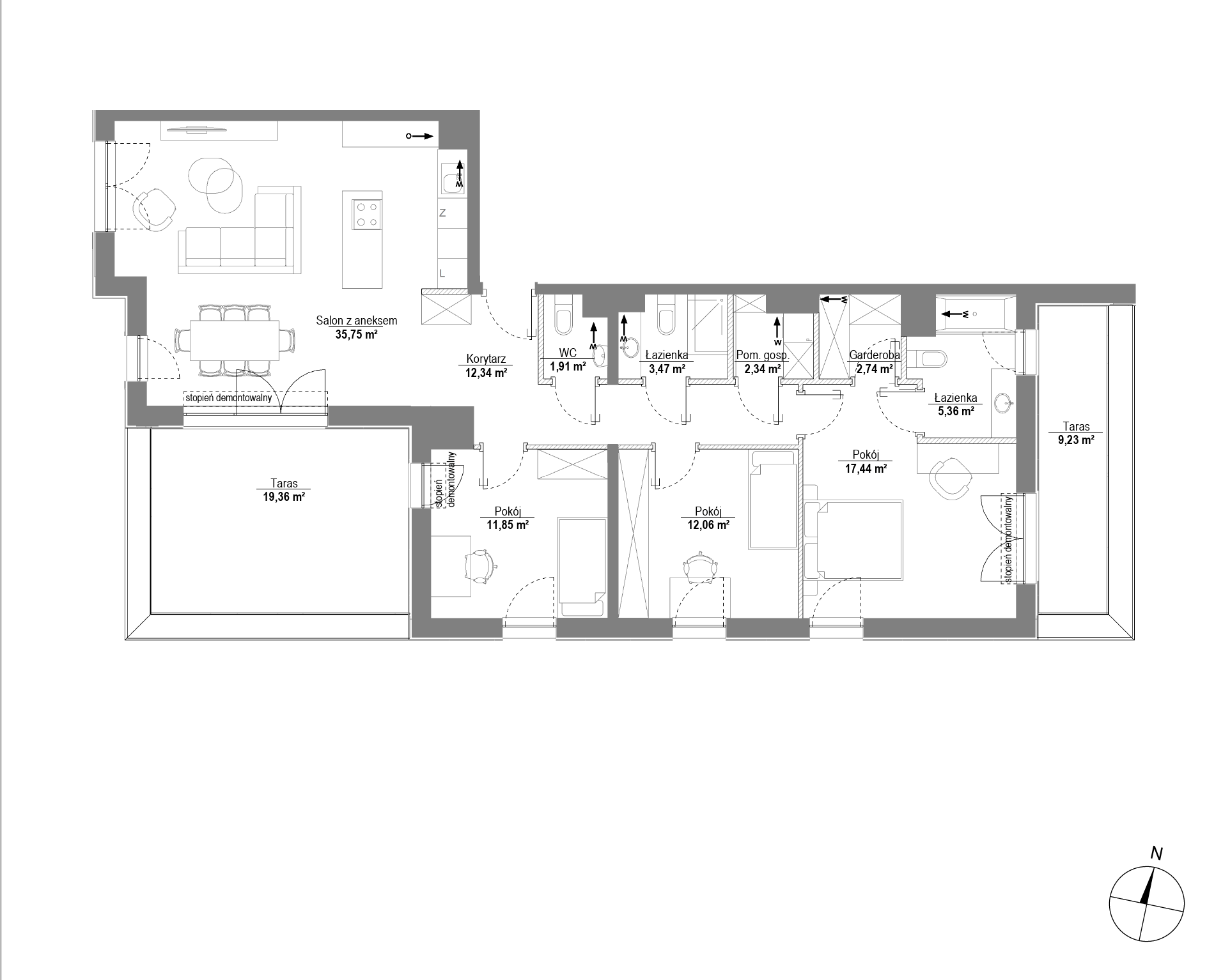 Plan 4 pok. 105m²