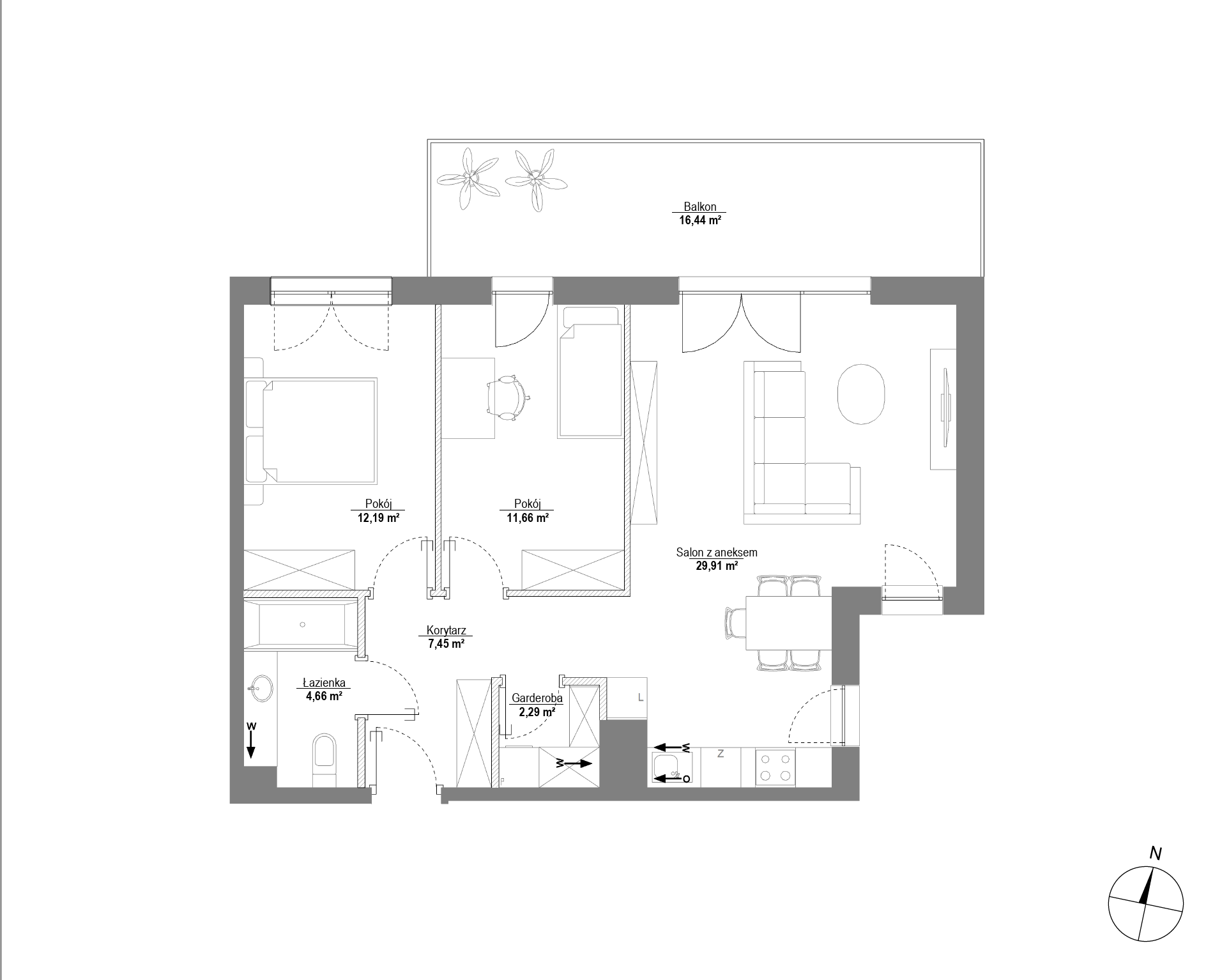 Plan 3 pok. 68m²