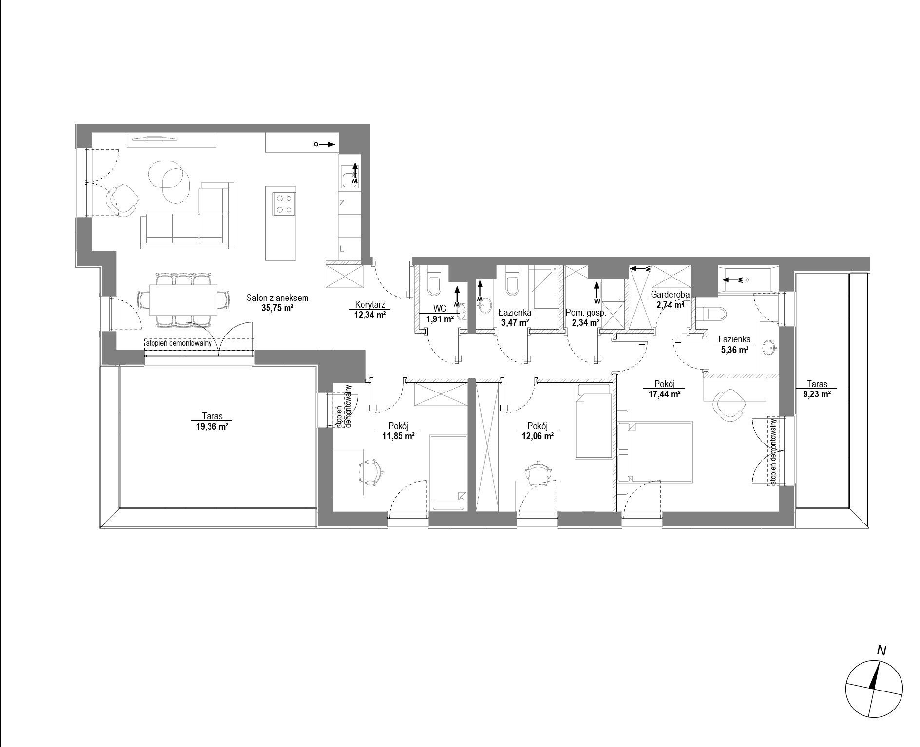 Plan 4 pok. 105m²