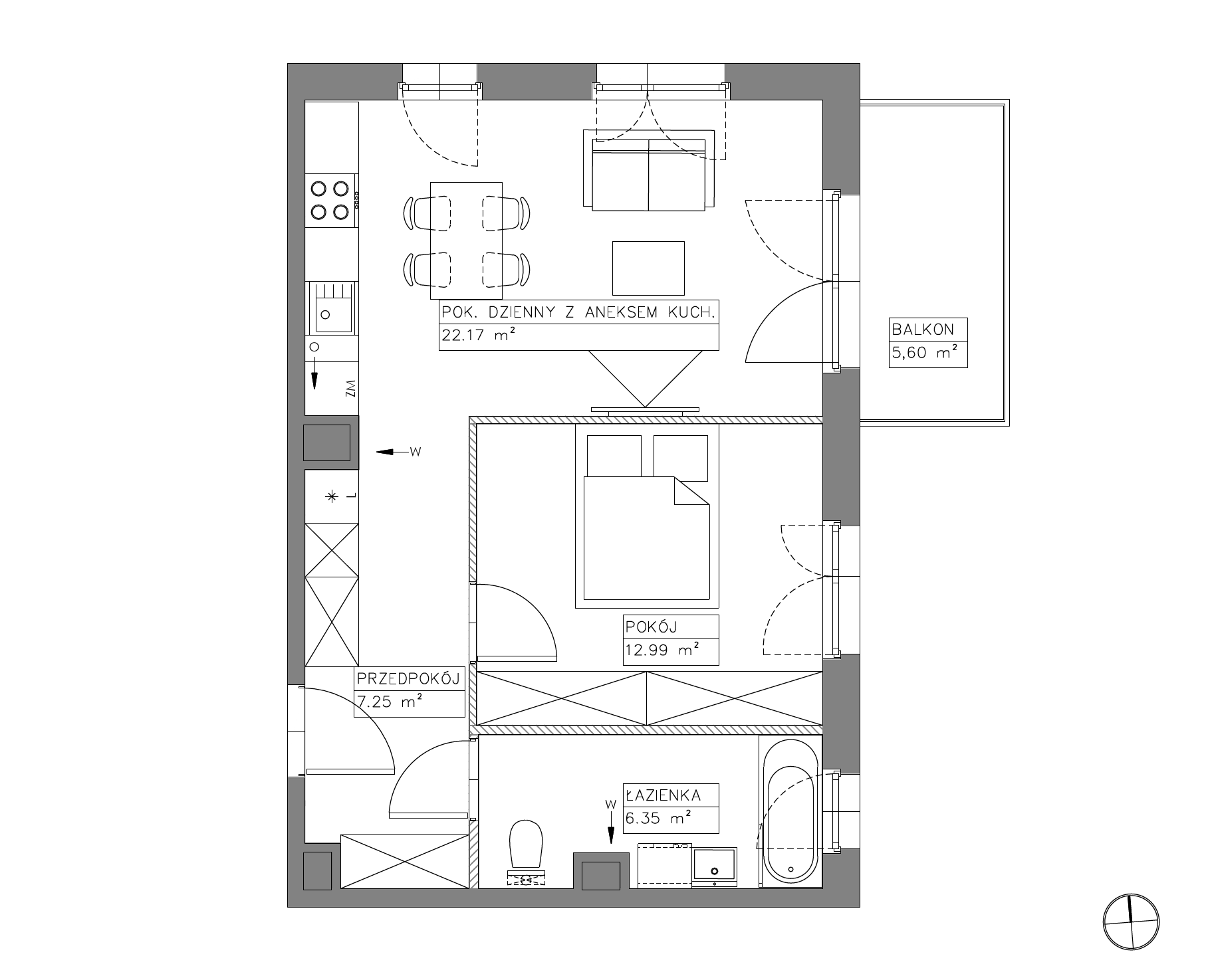 Plan 2 pok. 49m²