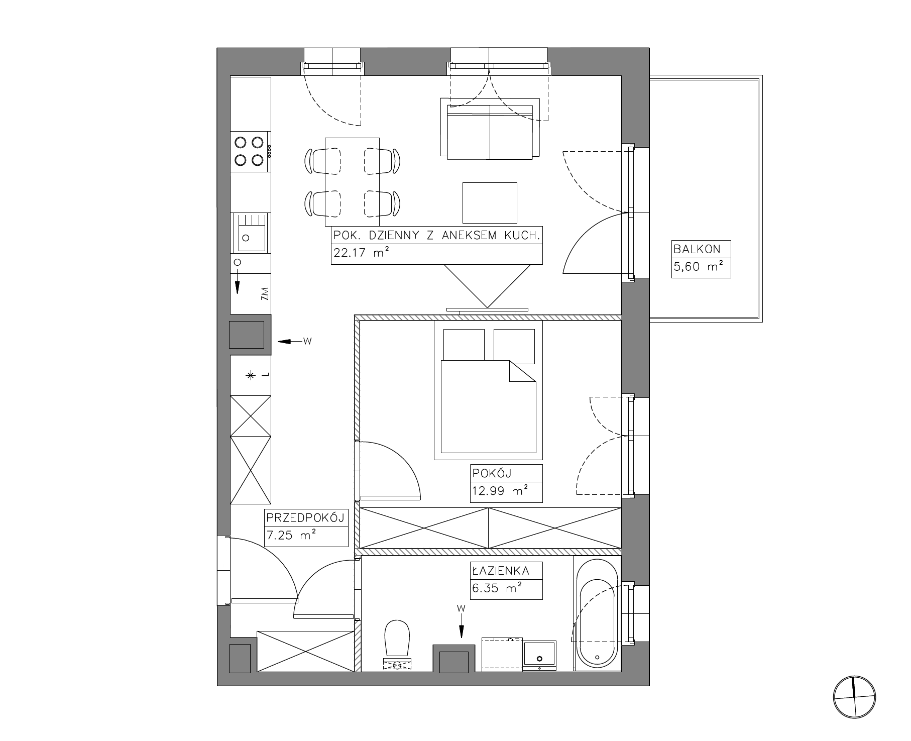 Plan 2 pok. 49m²