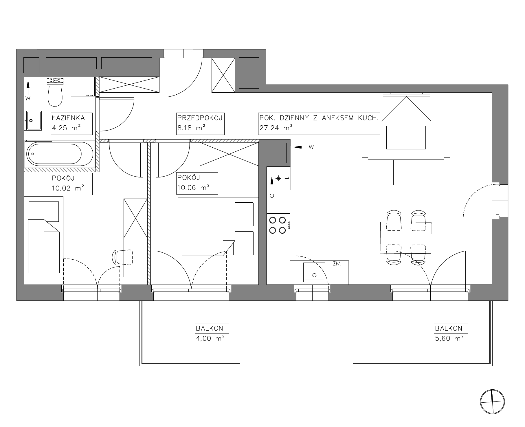 Plan 3 pok. 60m²