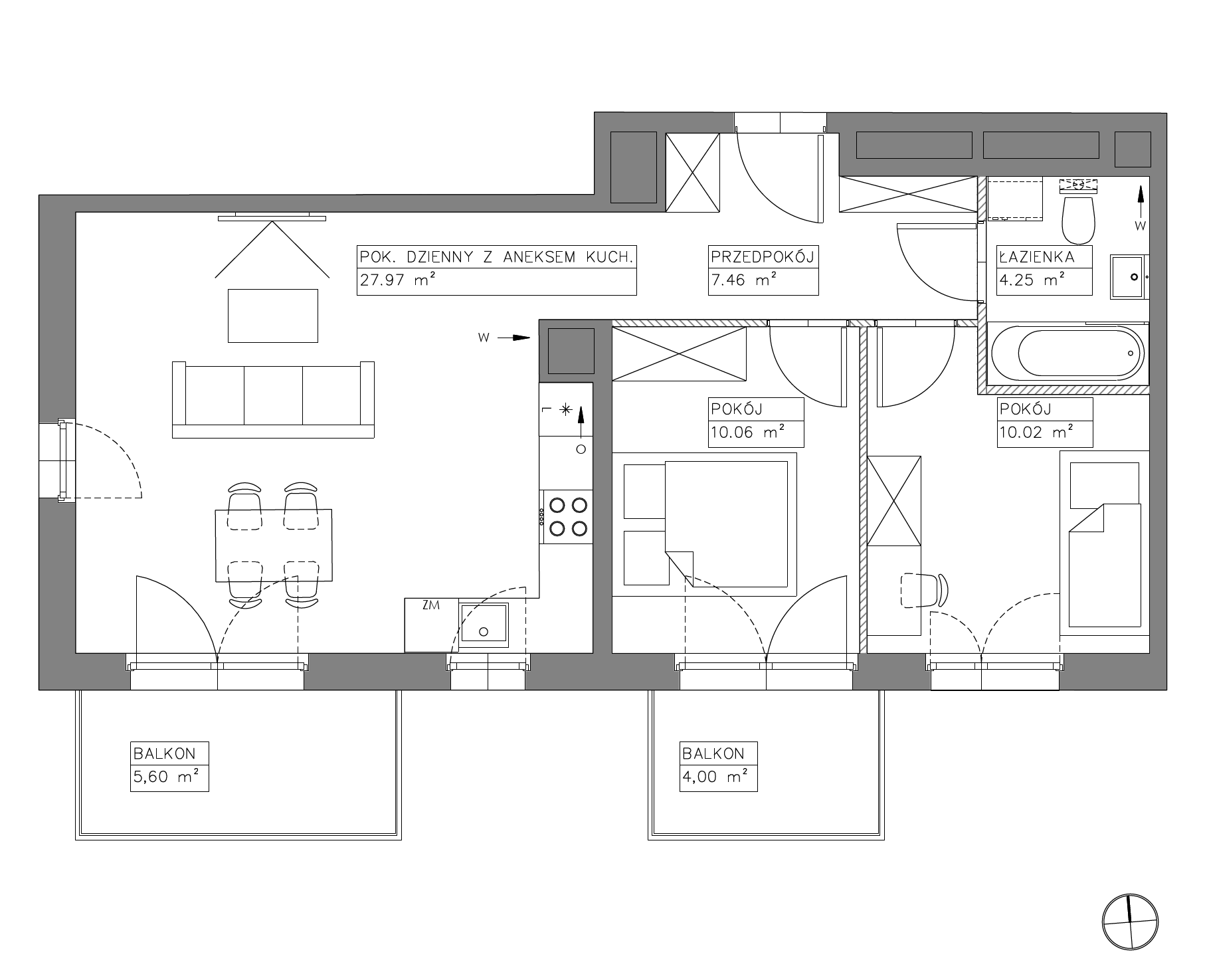 Plan 3 pok. 60m²