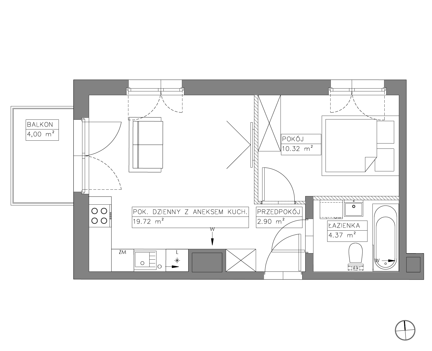 Plan 2 pok. 37m²